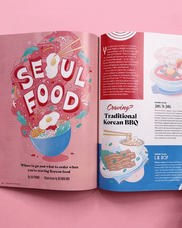 Korean Food Editorial Lettering and Illustrations