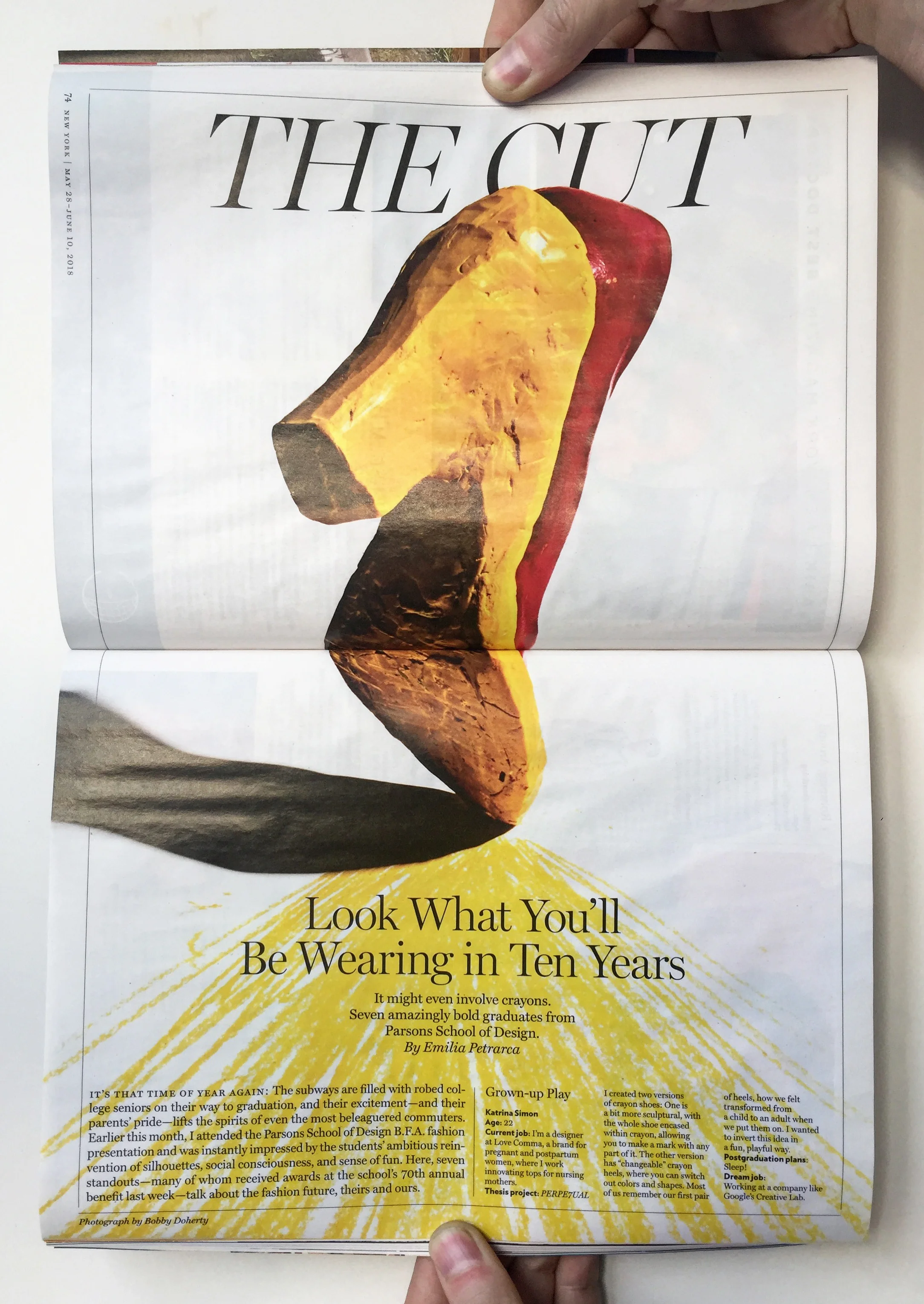  Full page spread featured in New York Magazine, May 2018 