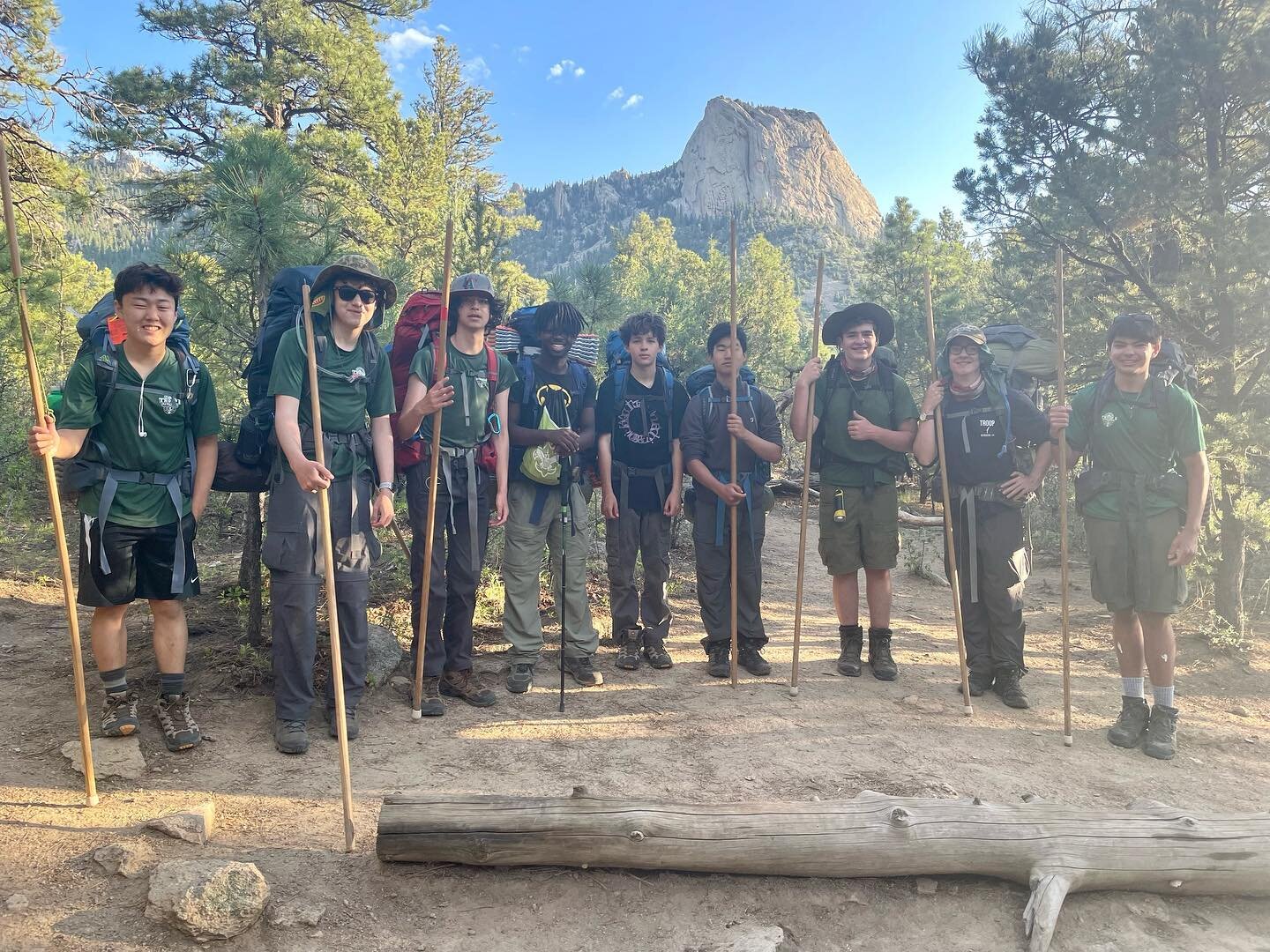 Troop 1 Altadena Philmont crew 710-7E about to climb the Tooth of Time. #philmontscoutranch #troop1altadena #toothoftime #stockaderidgecamp