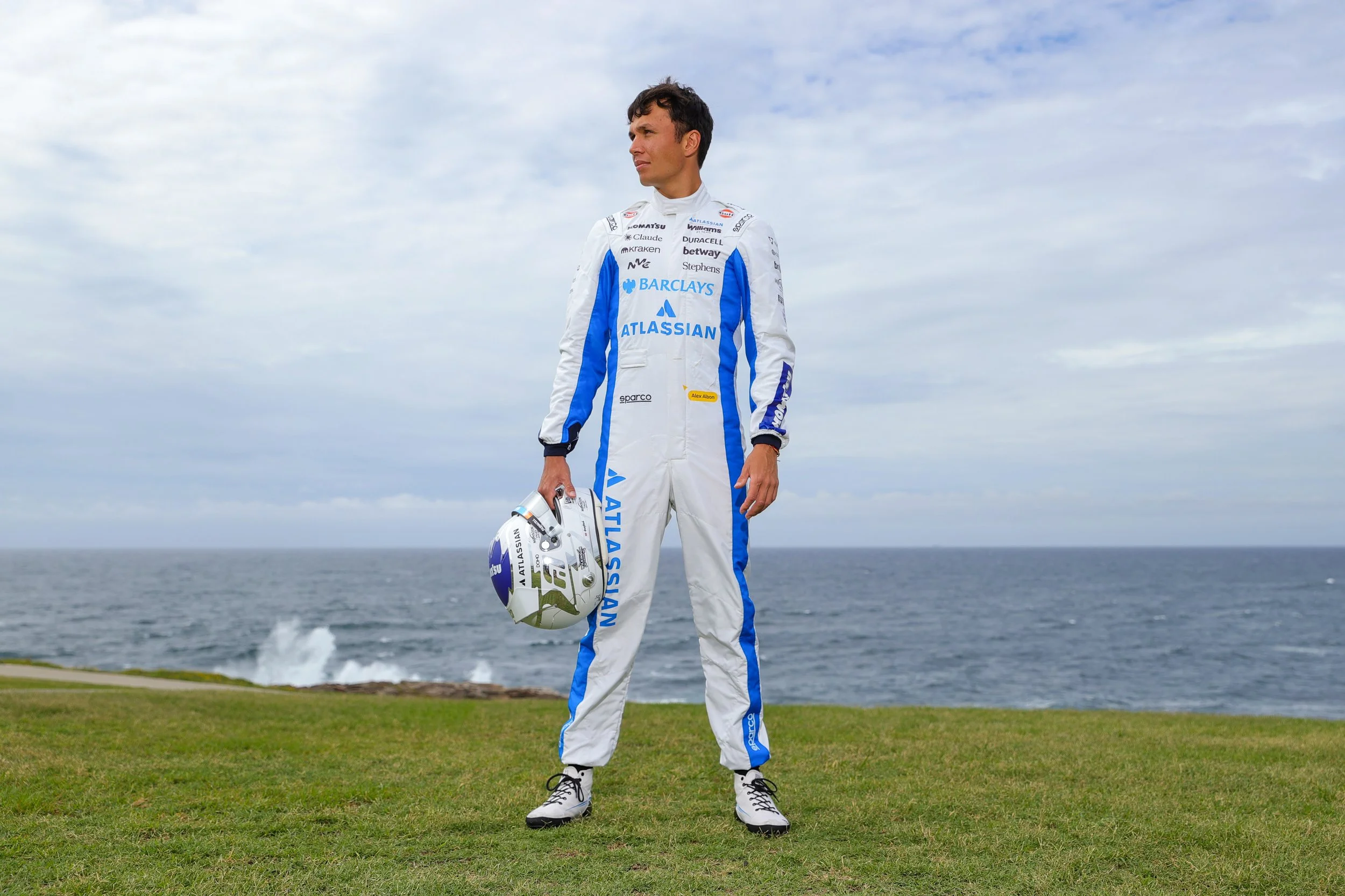  Alexander Albon poses for a portrait during the Williams F1 Team Skydive Hype Reel on March 03, 2026 in Sydney , Australia. (Photo by Jason McCawley/Getty Images)  