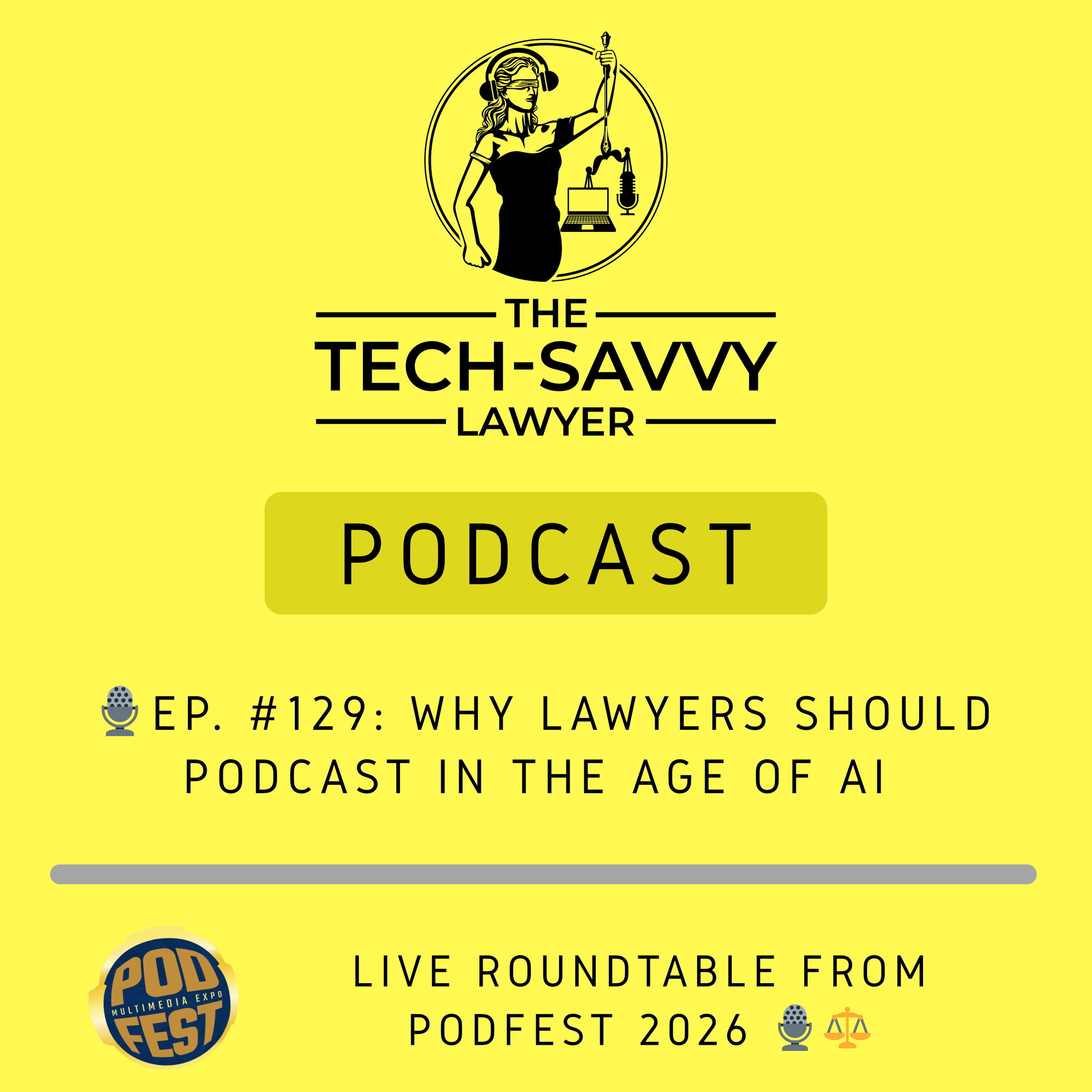🎙️ Ep. 129, Why Lawyers Should Podcast in the Age of AI: Live Roundtable from Podfest 2026 🎙️⚖️