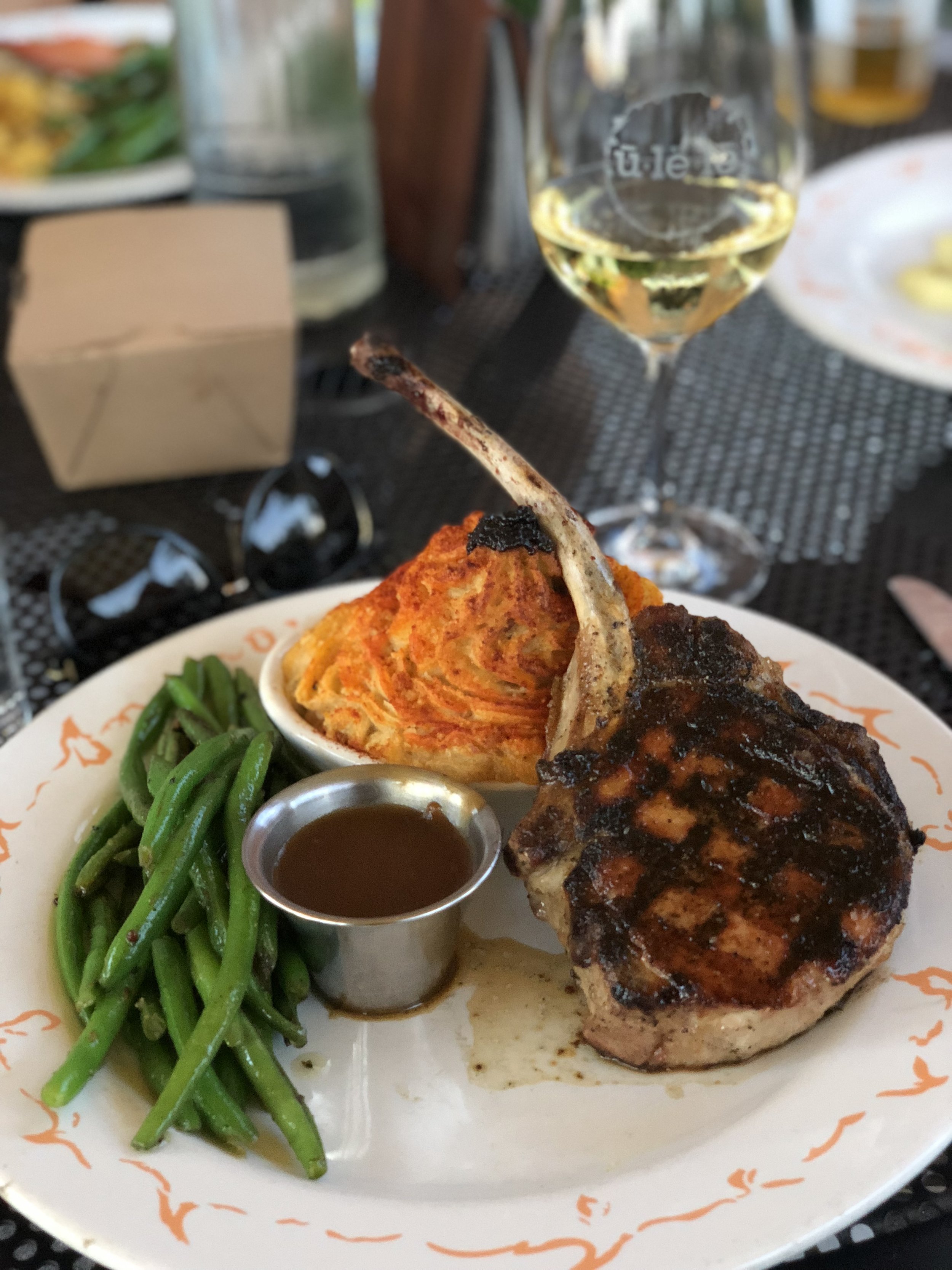 Pork Chop with carrot strings and green beans at Ulele in Tampa