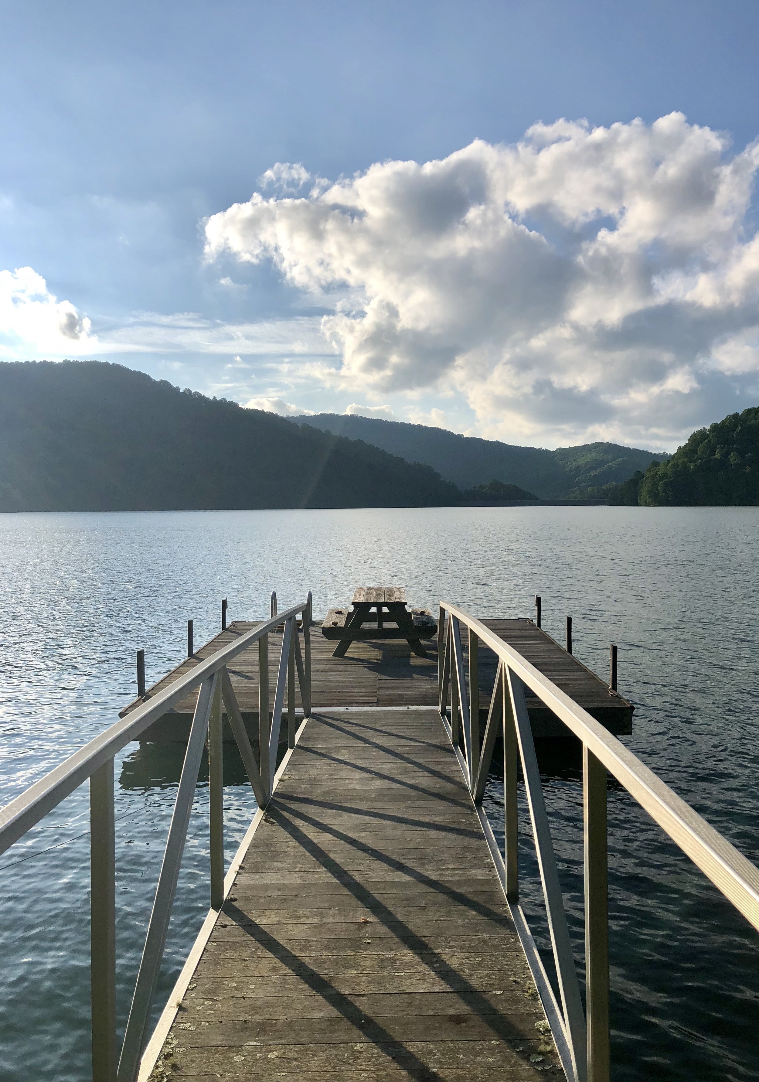 Dock on a lake in the mountains in North Carolina