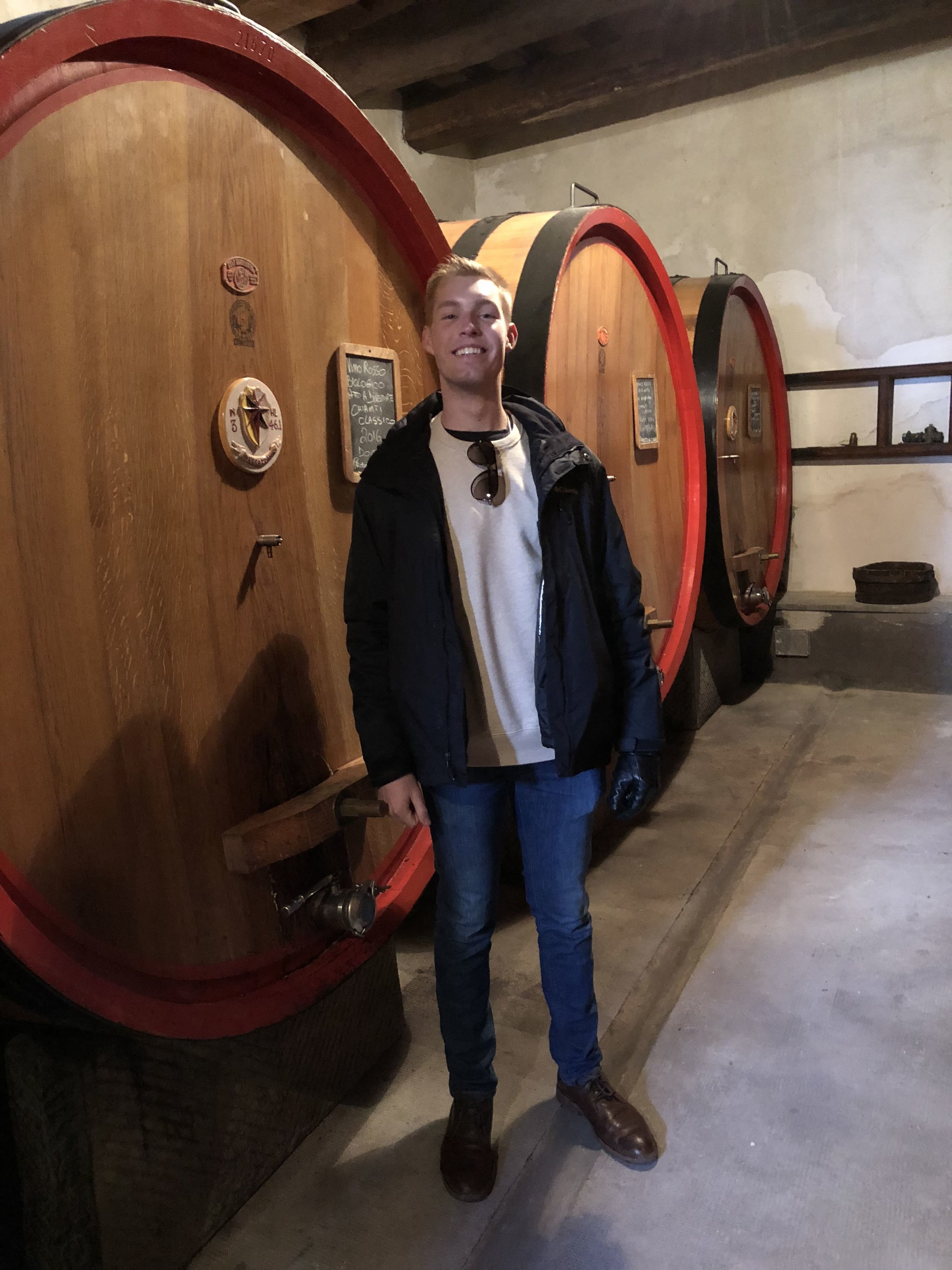 Adam at a vineyard in Tuscany, Italy