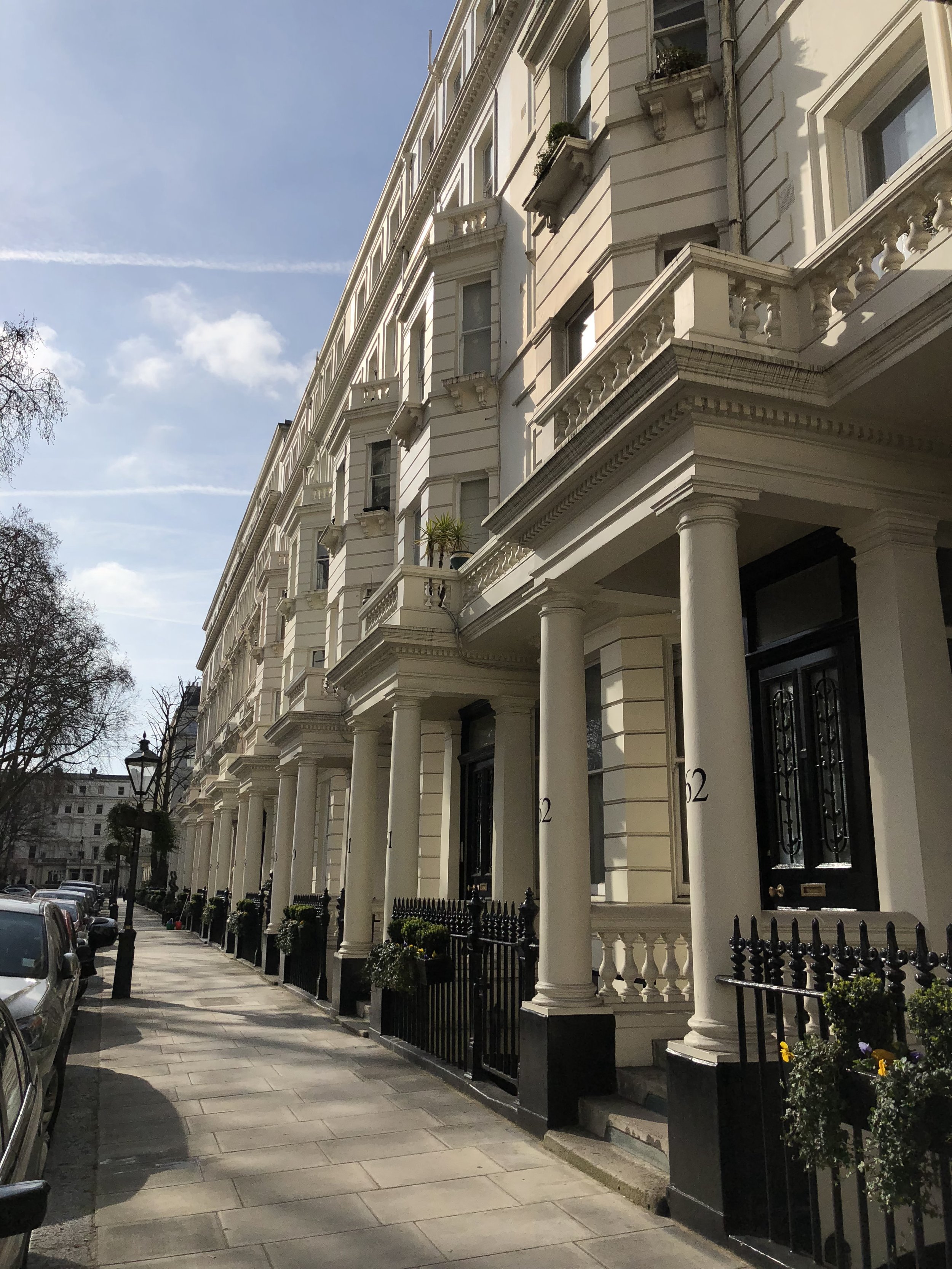 Row of Townhouses in the Royal Borough of Kensington and Chelsea