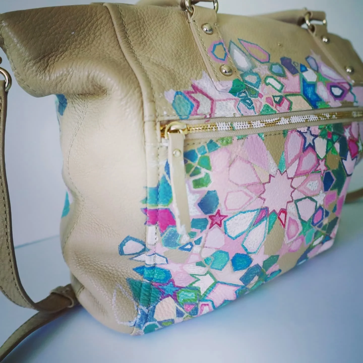 You are an original!  Therefore, you need an original bag!

I painted this Kate Spade tote with geometric patterns inspired by the camellias that fill my neighborhood. The other artists include @ladyhenze @kt_seif @meghanshimek @christinaxu_ &amp; @c