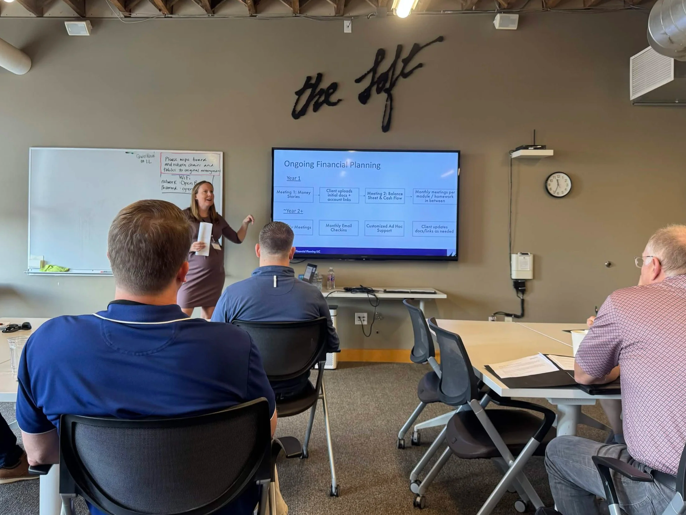 Sarah speaking to a group