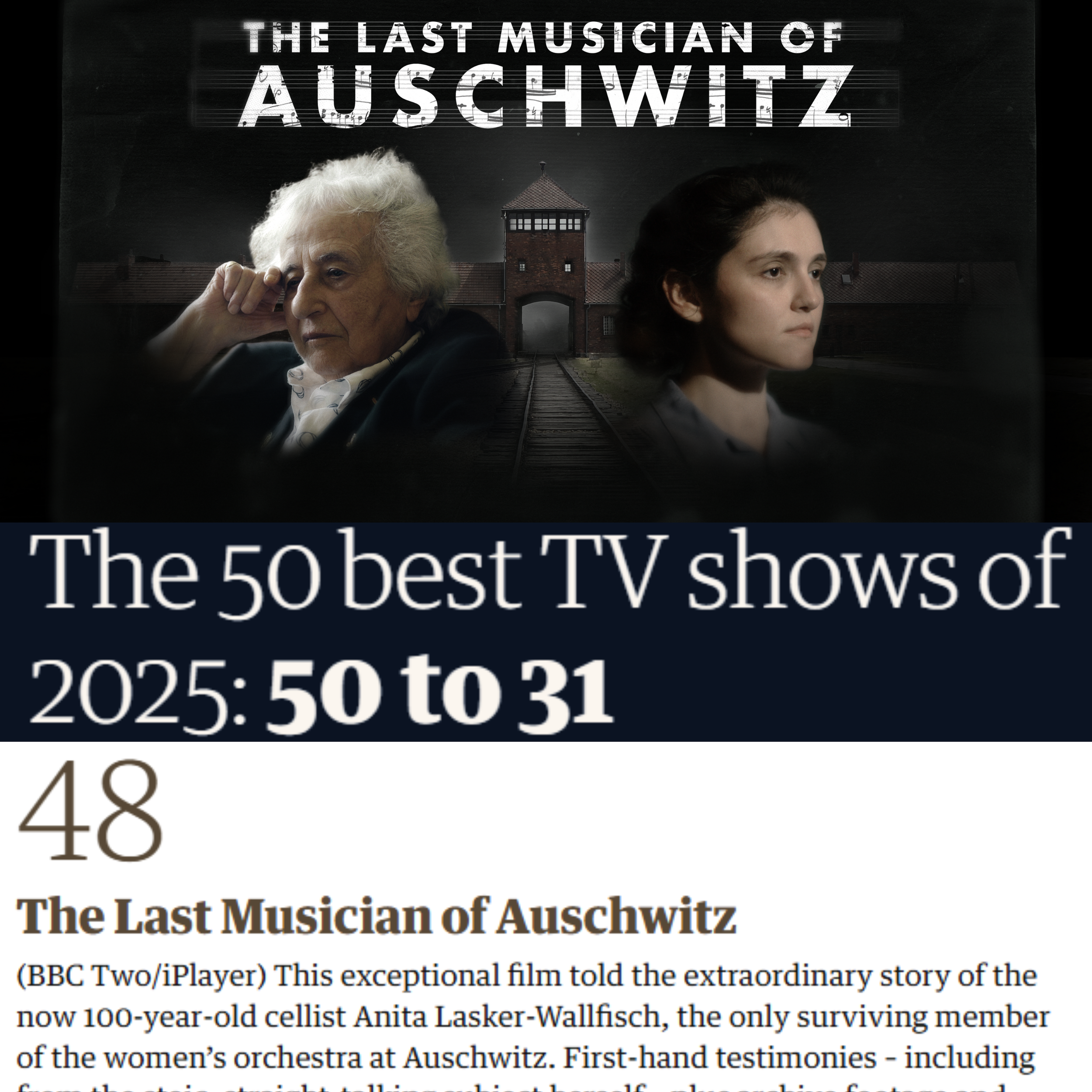 The Last Musician of Auschwitz Named One of The Guardian’s 50 Best TV Shows of 2025