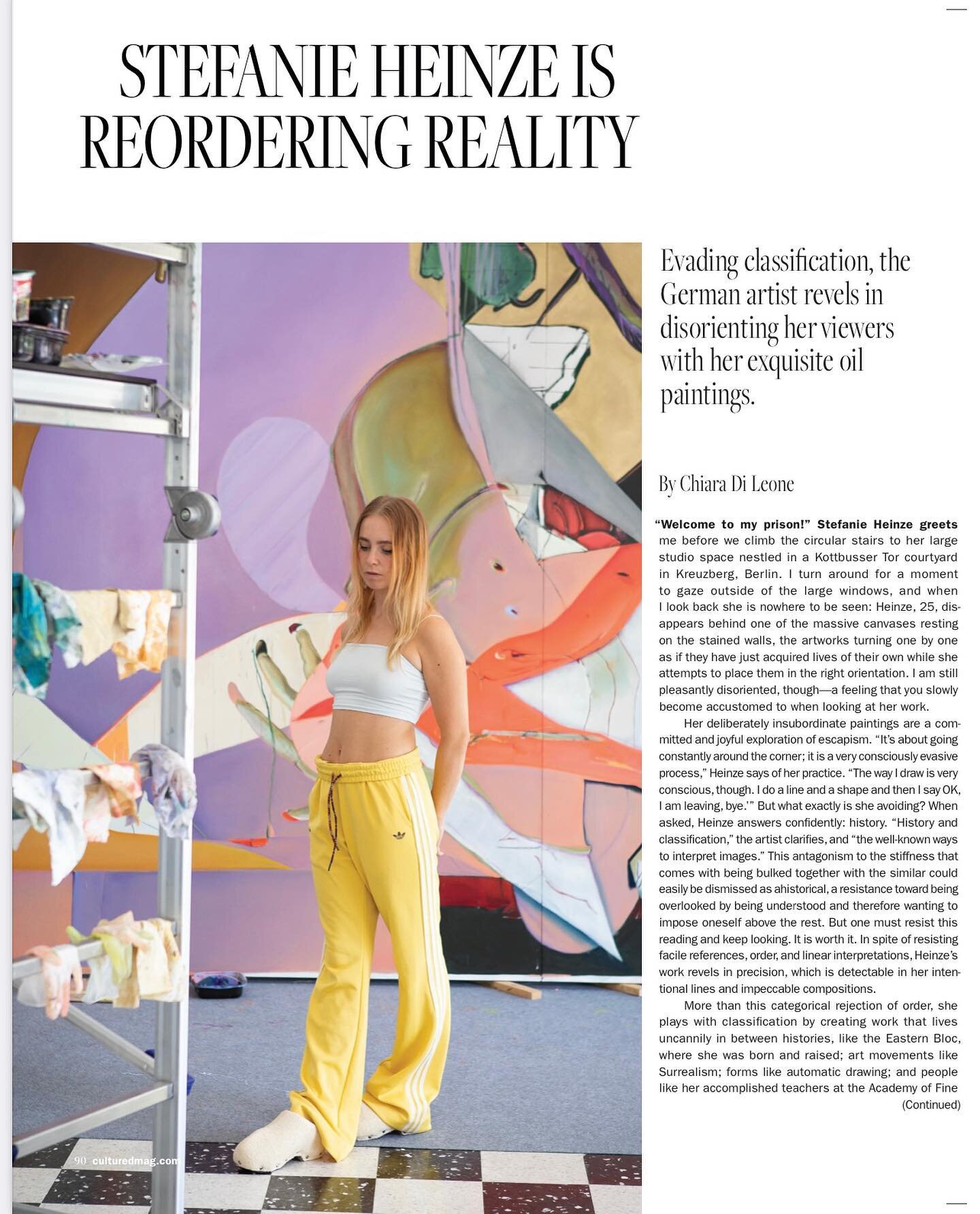 Thank you for the beautiful feature of our 2022 artist in residence Stefanie Heinze @cultured_mag ✨