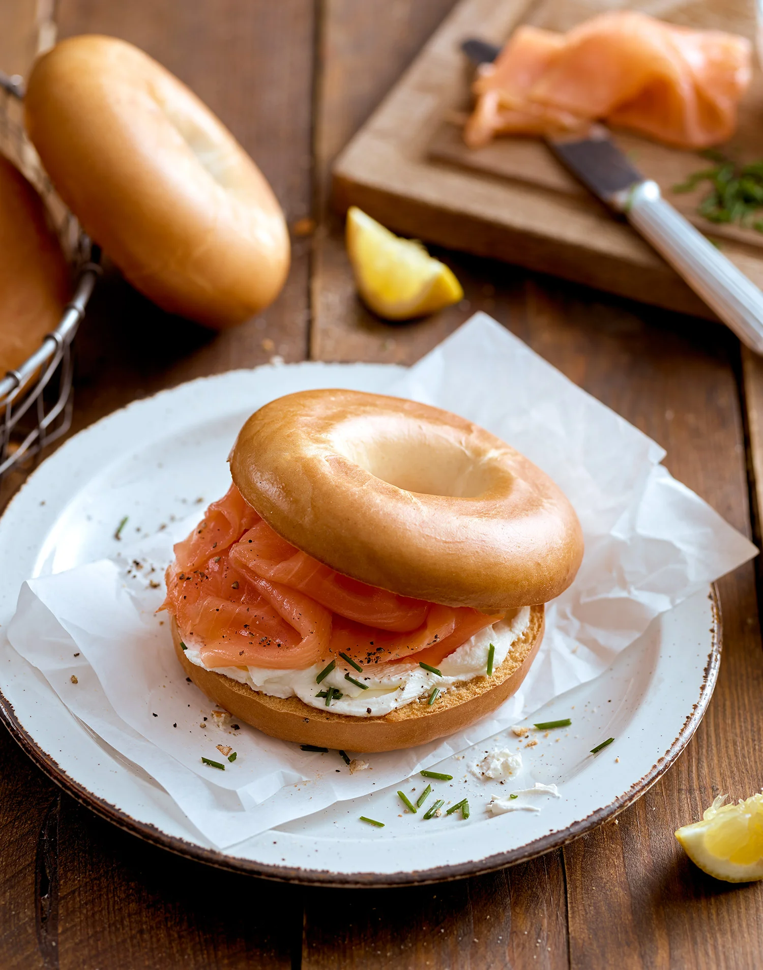 smoked salmon and cream cheese bagel