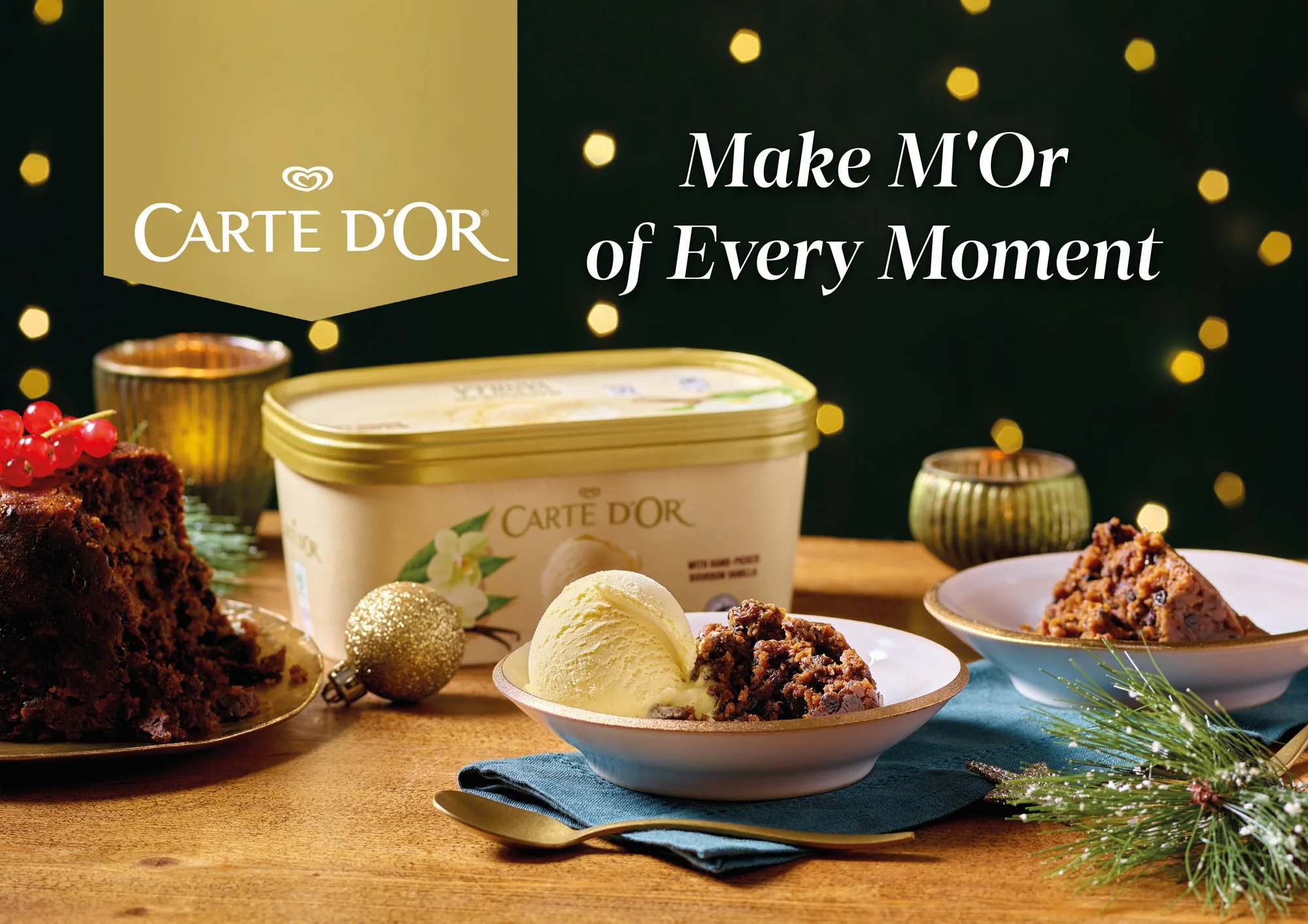 Carte D'Or Vanilla Ice Cream and Christmas Pudding 