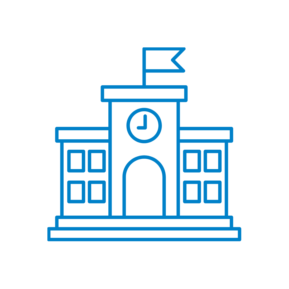 icon of university or college in blue color
