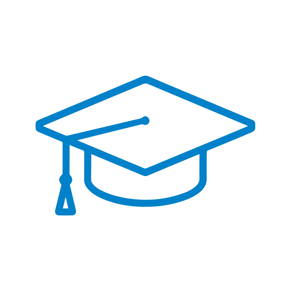 high school graduation cap in blue color