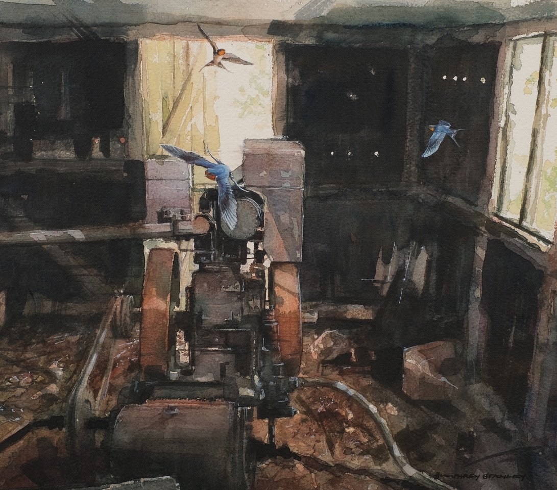 ‘Swallows in the Old Pumphouse’, £500, Watercolour