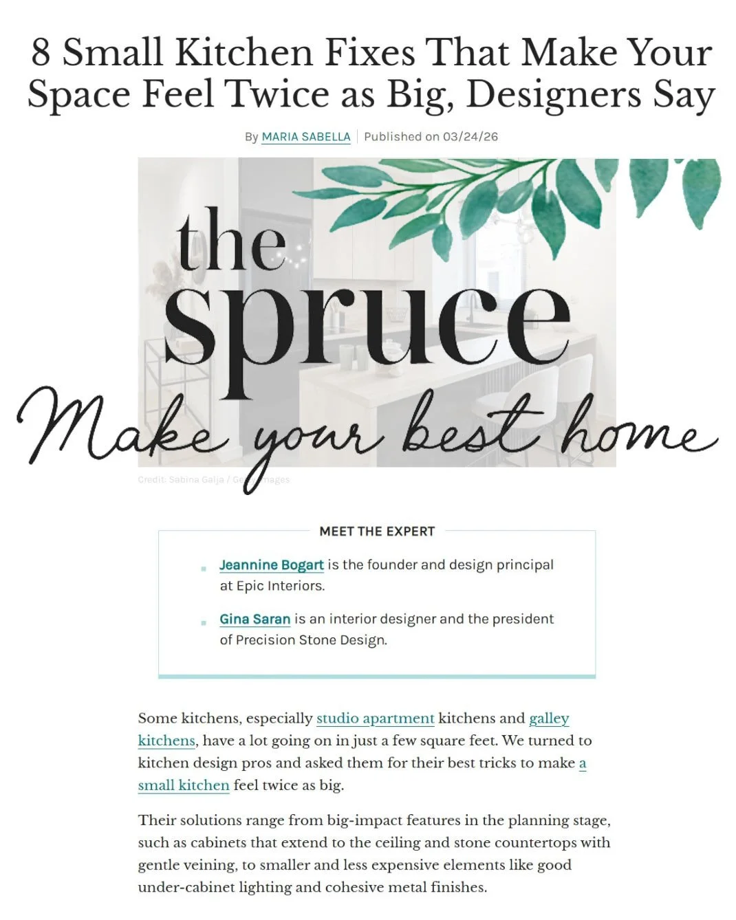 Epic Interiors is featured in The Spruce, sharing insight on how small kitchen changes can have a measurable impact on how a space feels and functions.⁠
⁠
The feature highlights simple, intentional updates that shift a kitchen from constrained to ope
