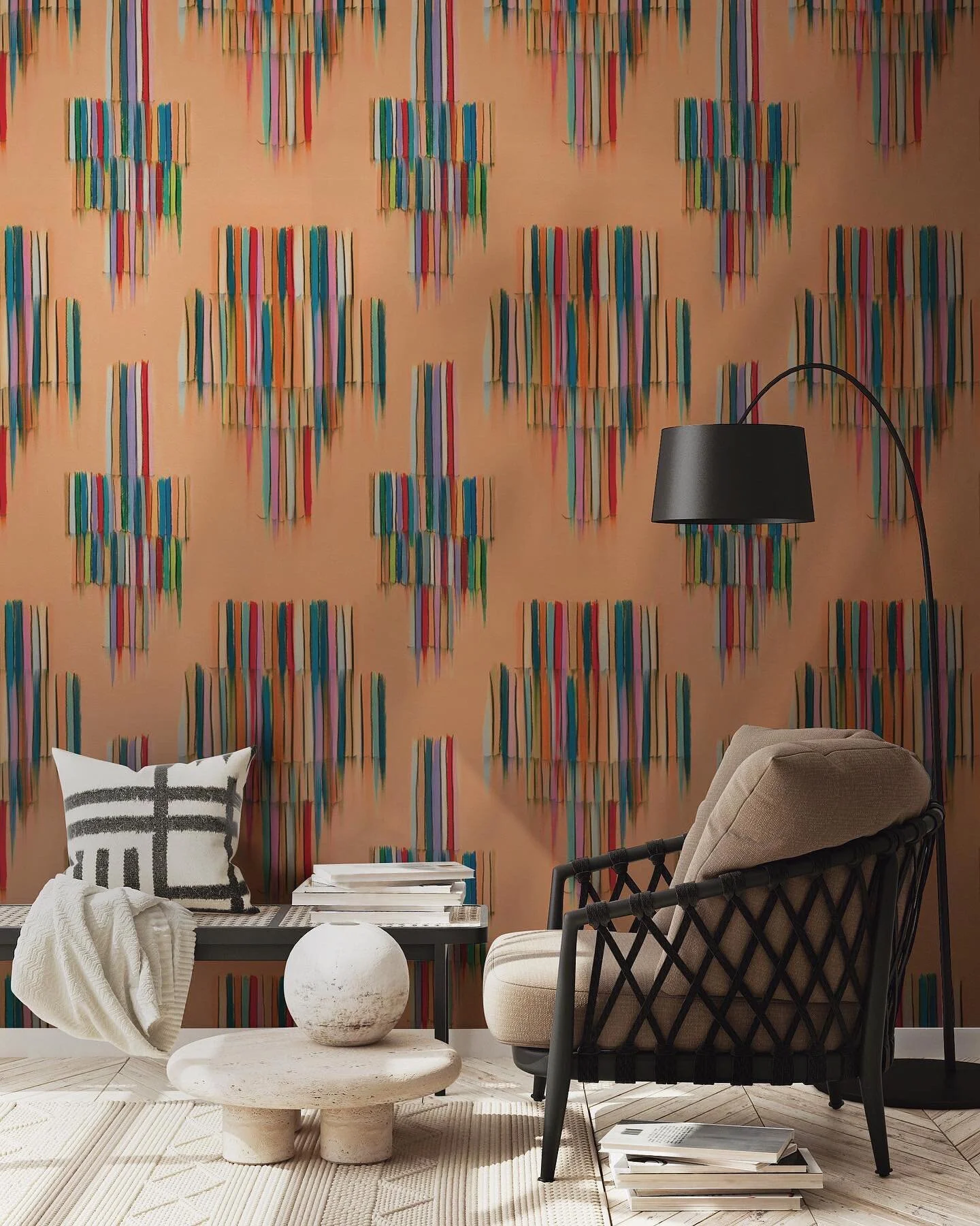 The Eddie Wallpaper | in Apricot