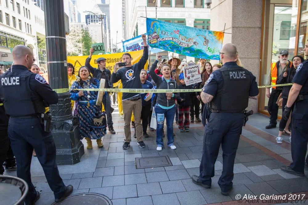 May 9, 2017 - Water Protectors Shut Down JP Morgan Chase in Seattle