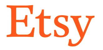 The official company logo for Etsy, featuring the brand name written in its signature bright orange color using a classic, vintage-style serif font.