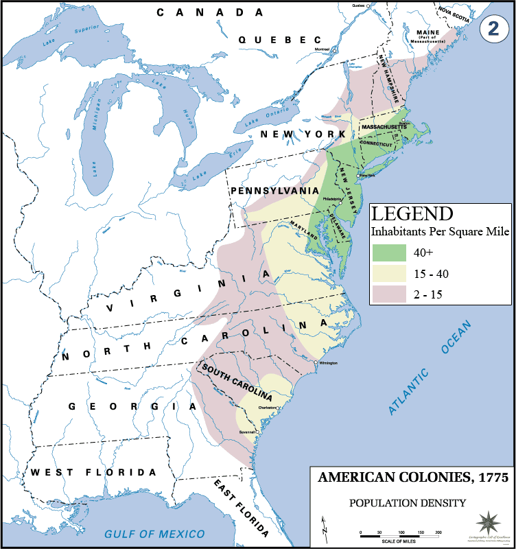 Population Density in British America