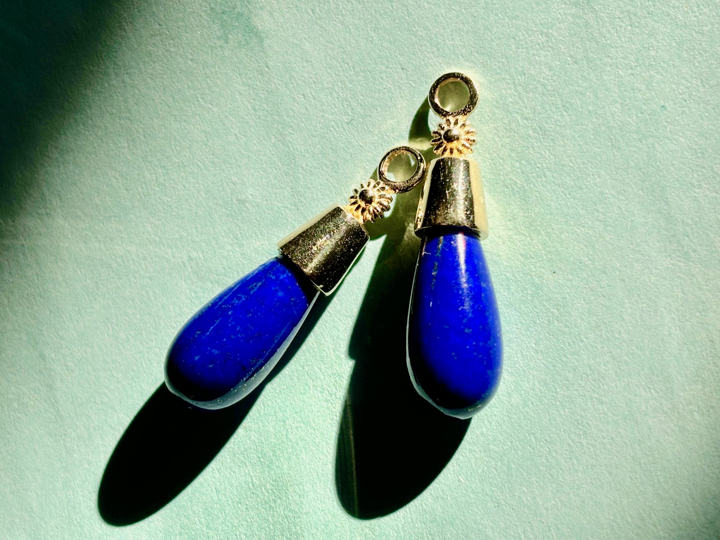 floret briolette lapis earring charms