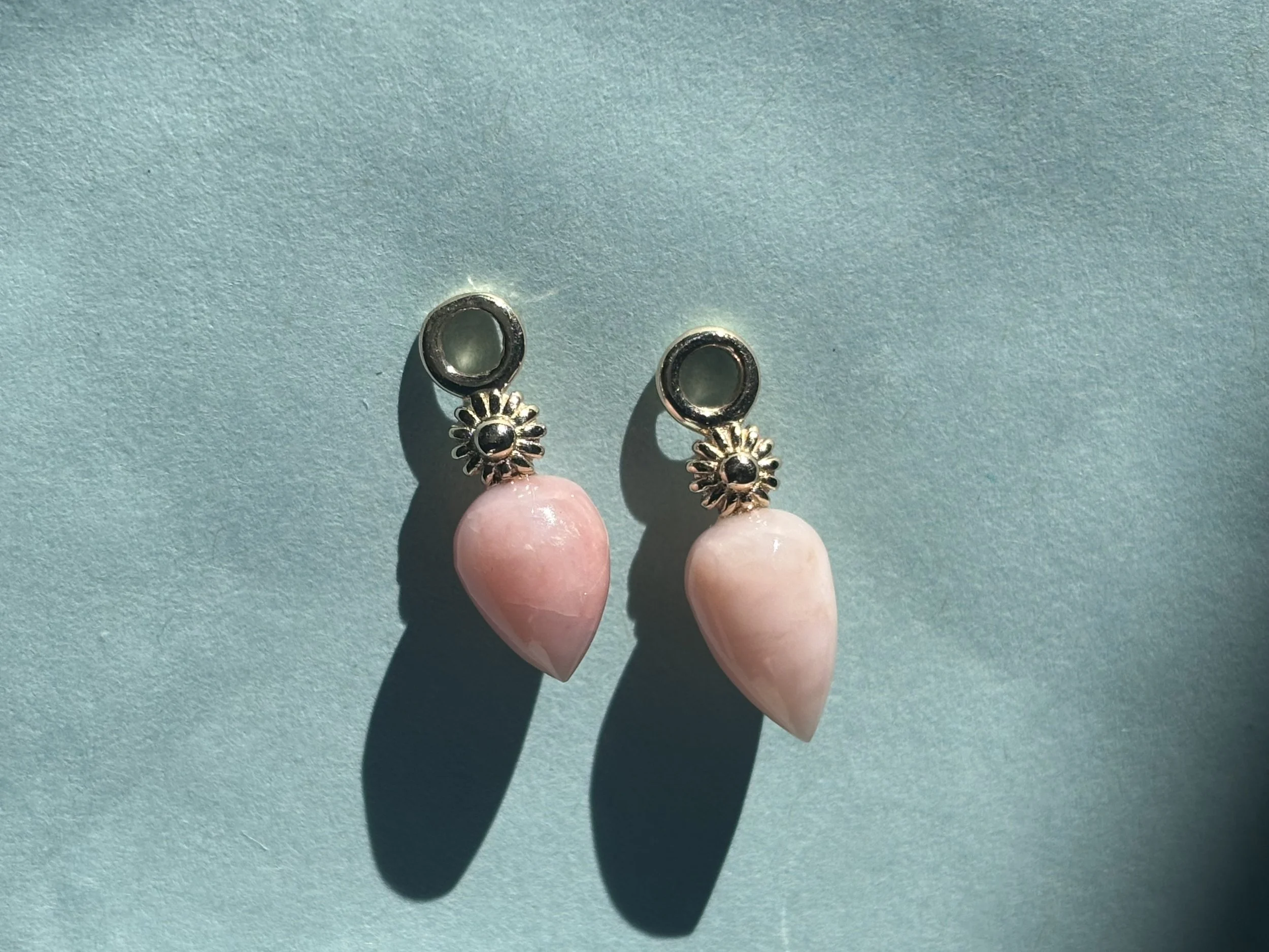 floret briolette earring charms - mini pink opal