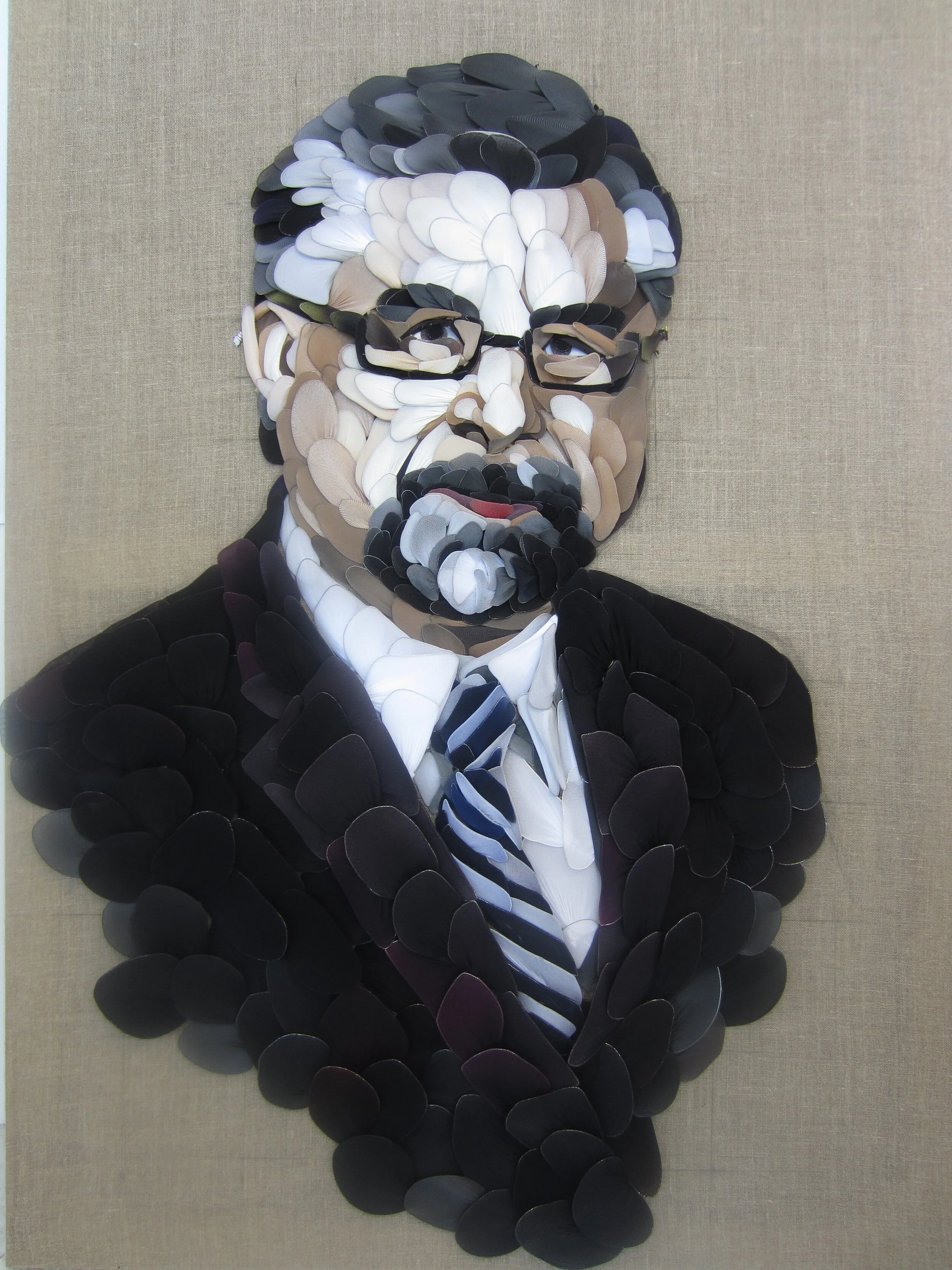  Pertti, portrait, nylon stockings and wire on canvas, commission for Nanso Group in 2010 and finished in 2012 
