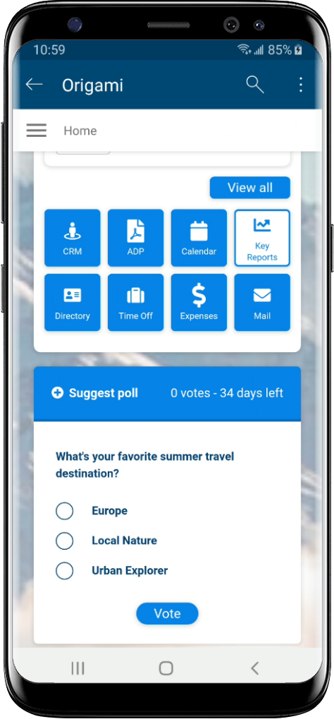 Origami Mobile Intranet Polls.