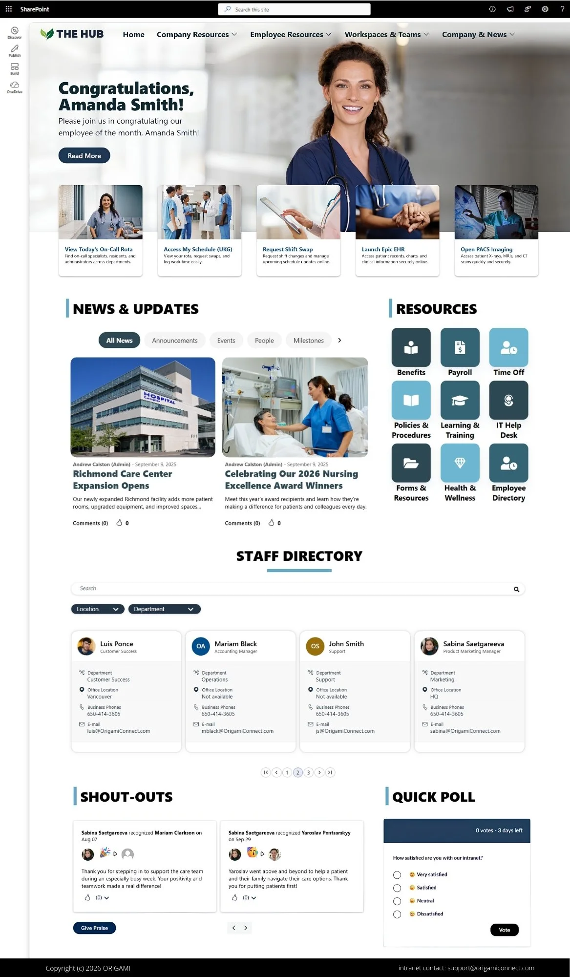 SharePoint Intranet Homepage for Healthcare