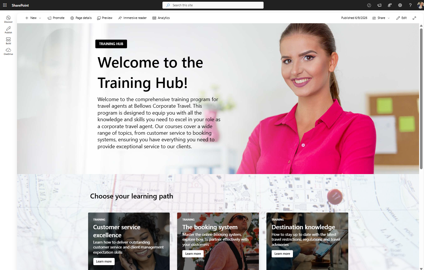 SharePoint out of the box training page