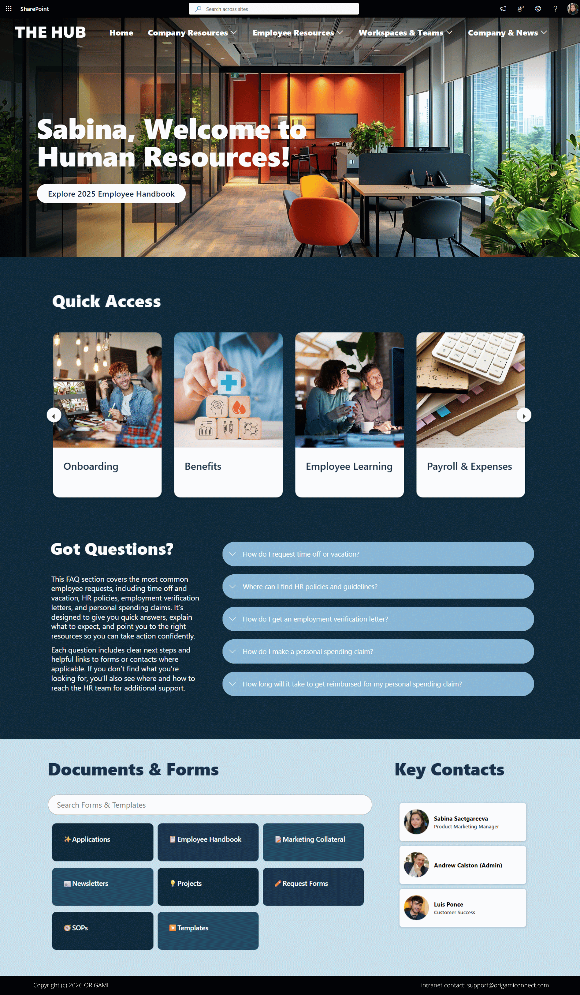 Sharepoint Intranet Department Examples 15 Modern SharePoint Intranet Site Examples for 2026 — Origami