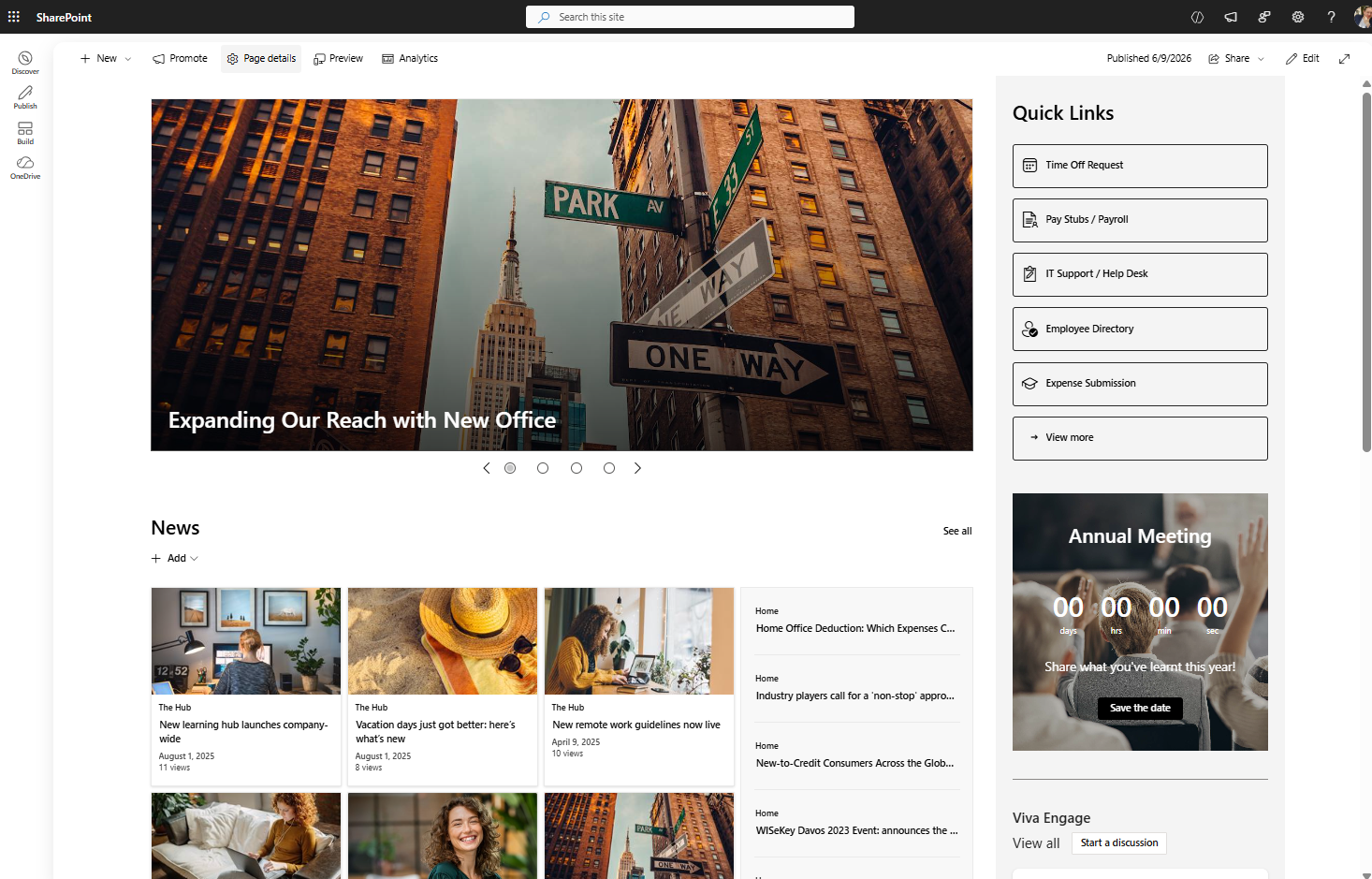 Original SharePoint Homepage Design