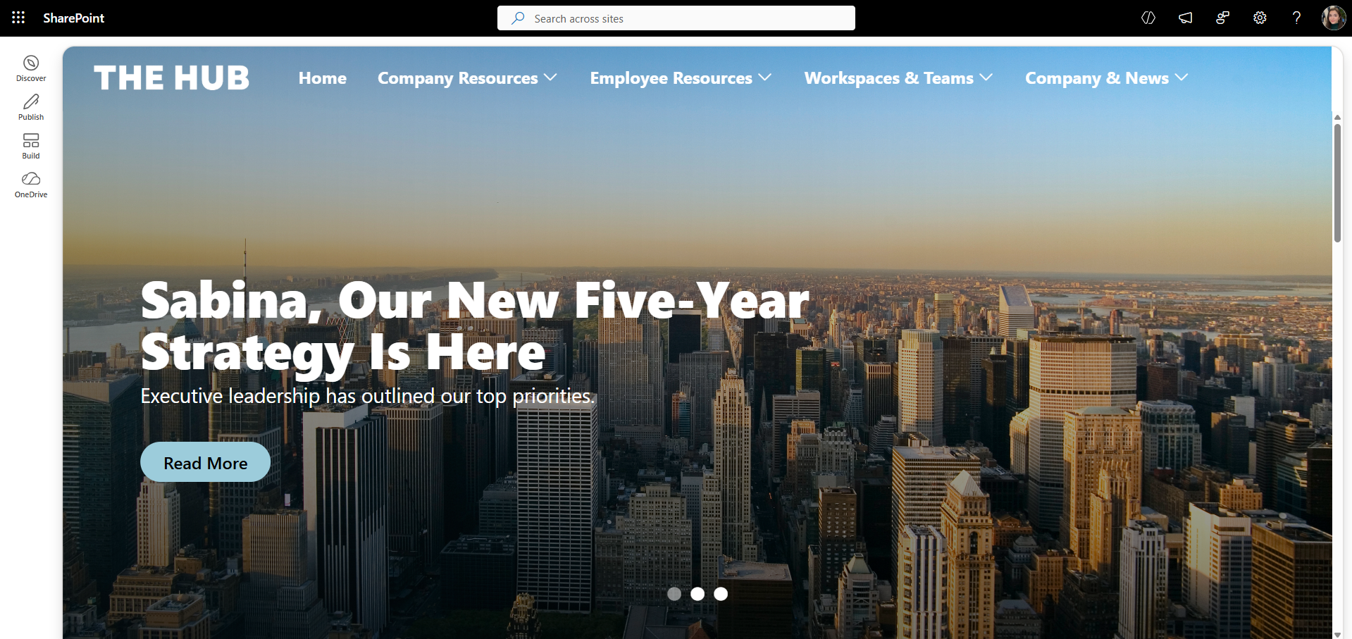 Personalized news carousel web part