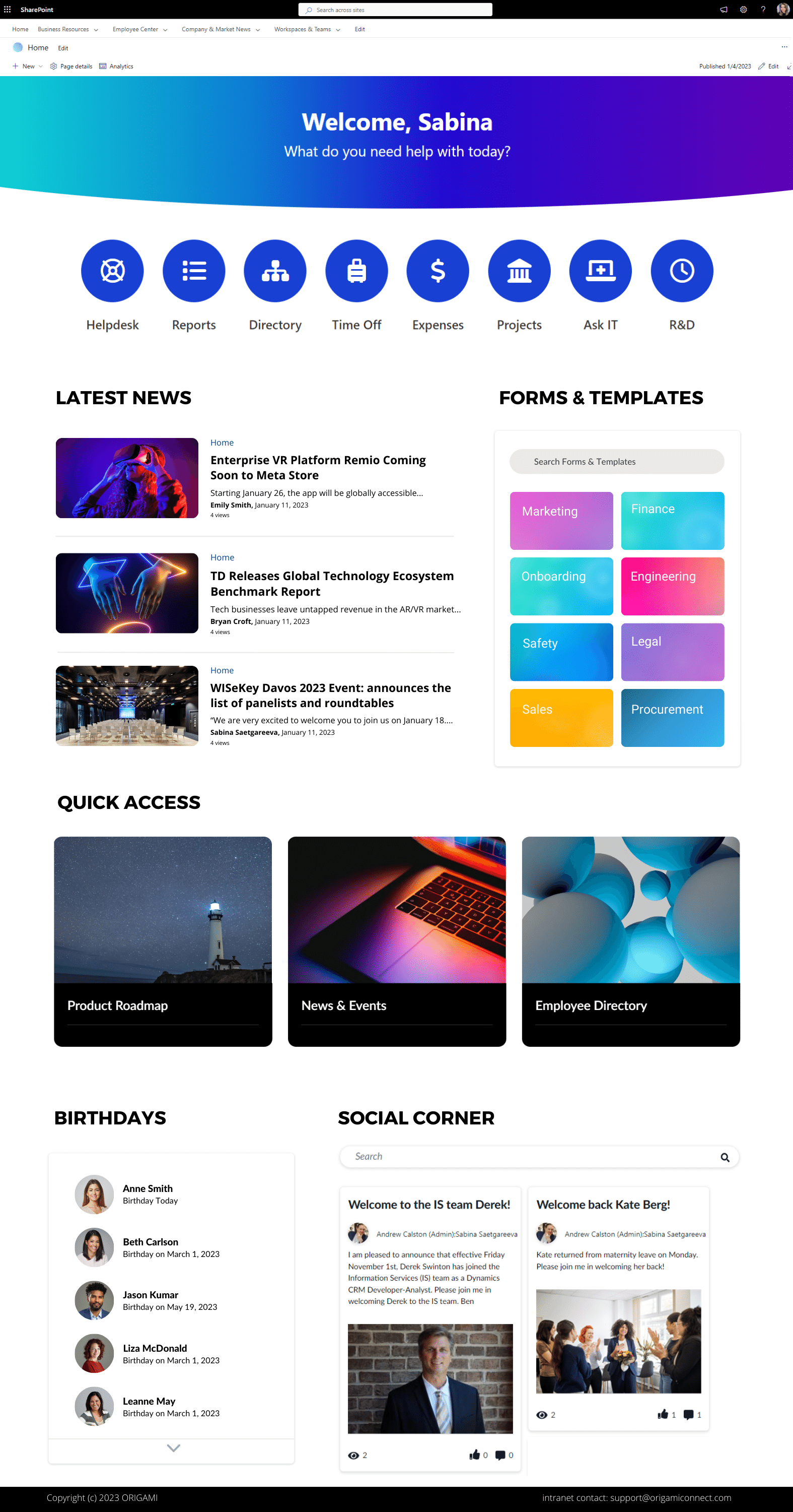 7 Great SharePoint Site Templates — Origami