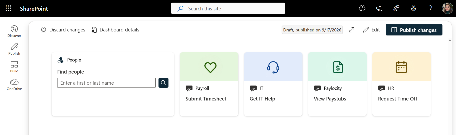 Out-of-the-box people search dashboard web part example