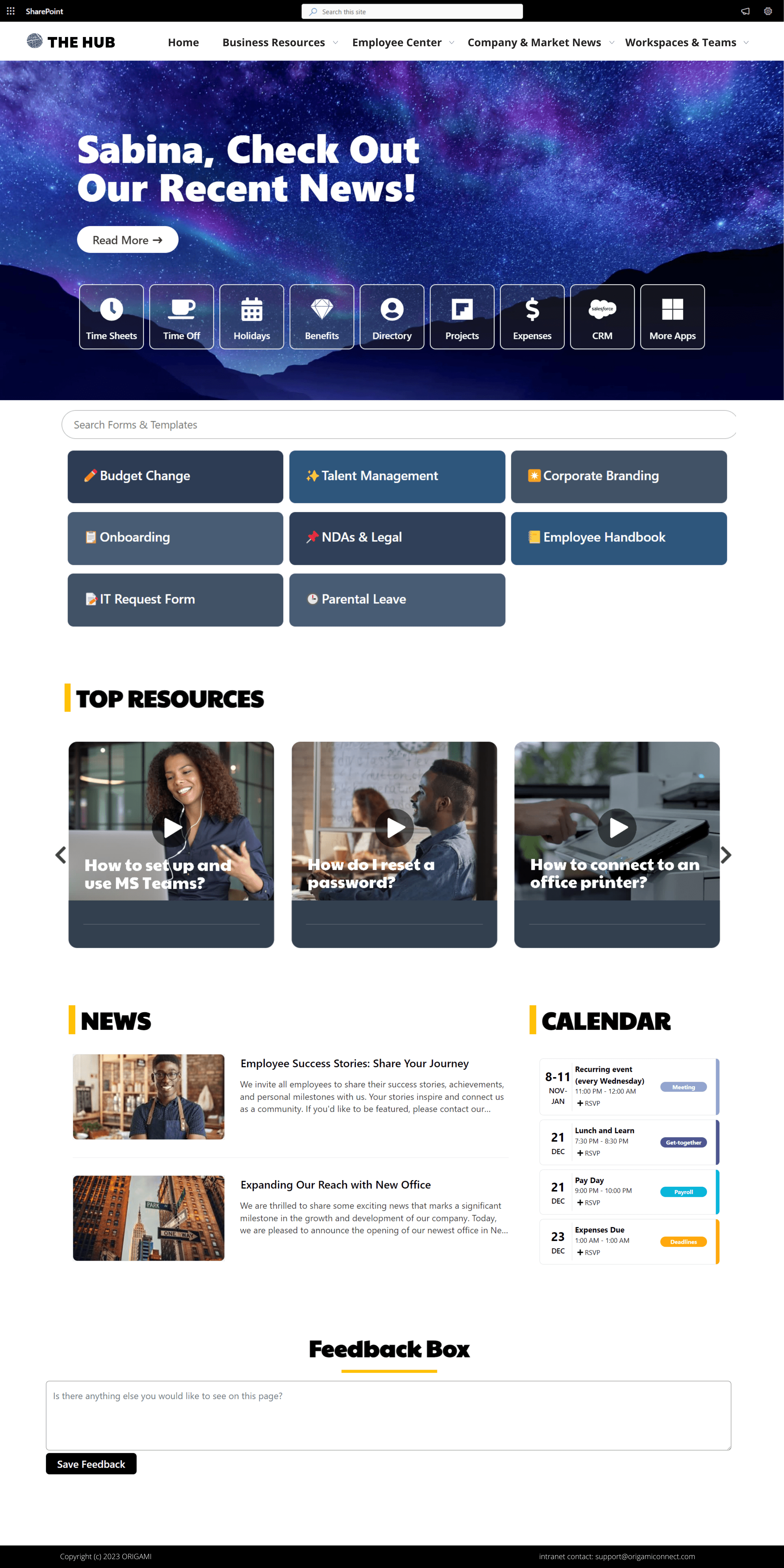 Sharepoint Layout Examples
