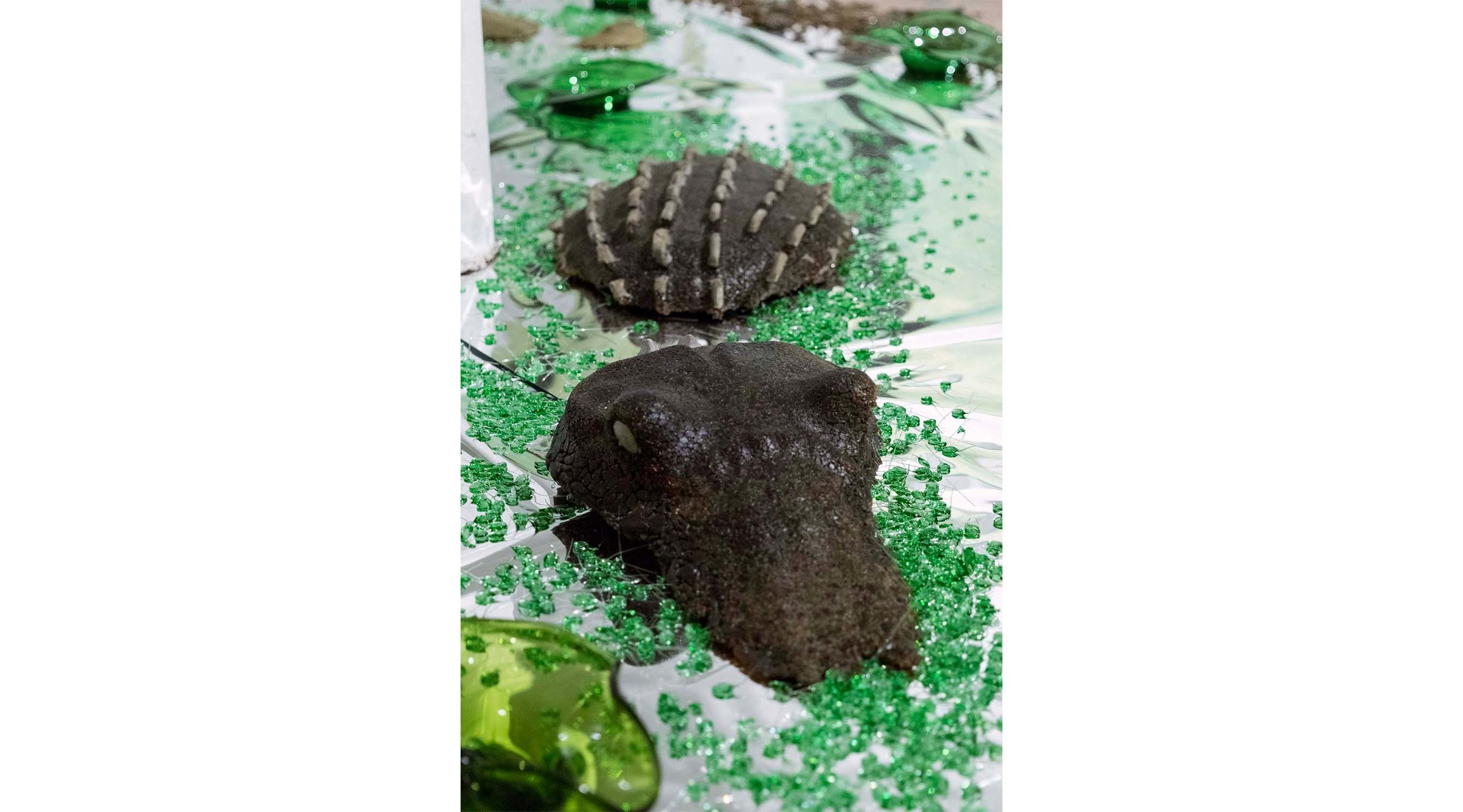 Alligator 2015 Kiln cast bottle glass 56” x 16” x 4”