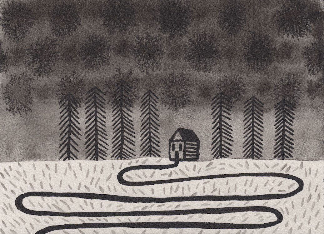 Finding The Path, 5x7 inches, India ink on watercolor paper, 100 Day  Project — Christine Witmore