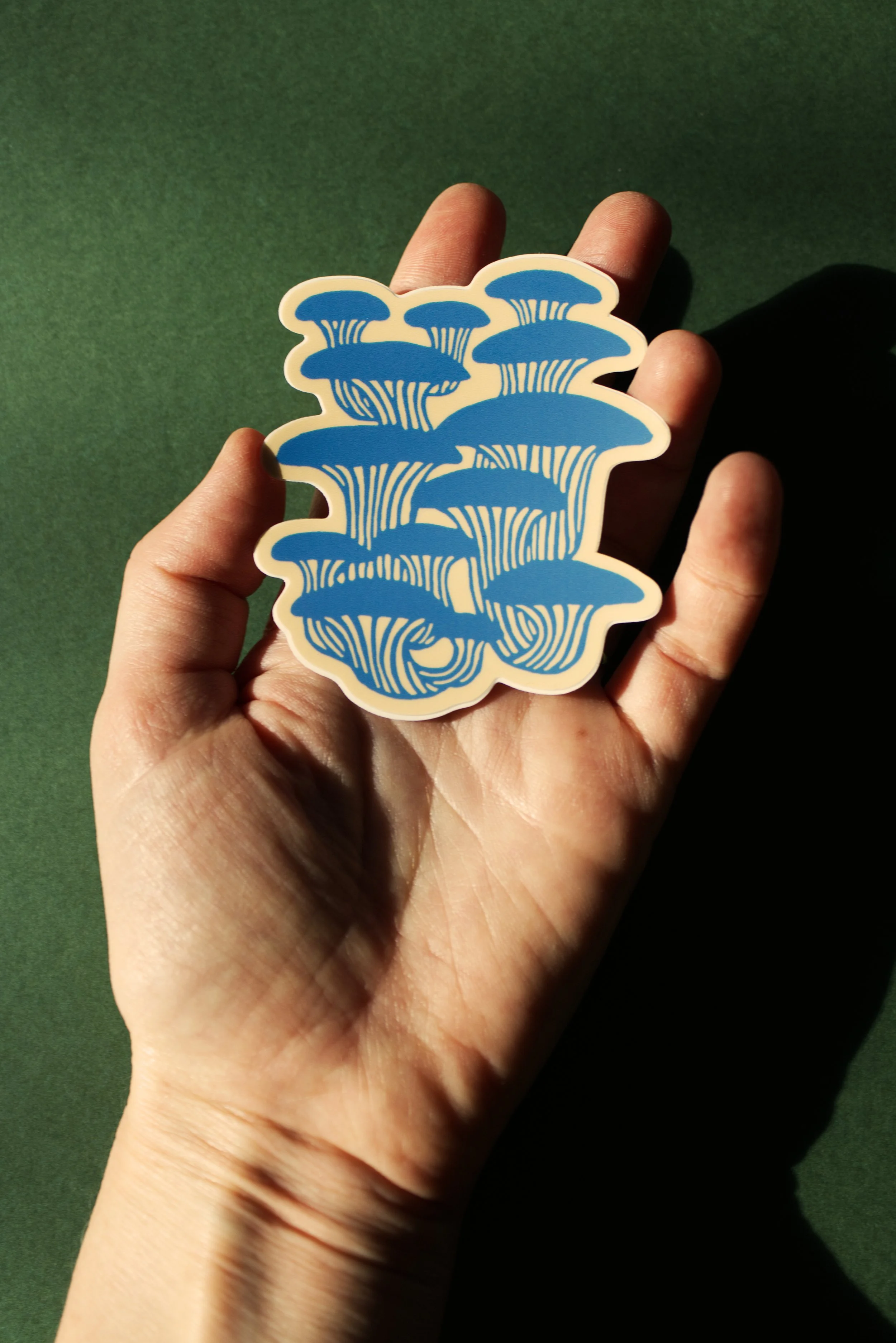 Hand Holding Oyster Mushroom sticker Christine Witmore.jpg