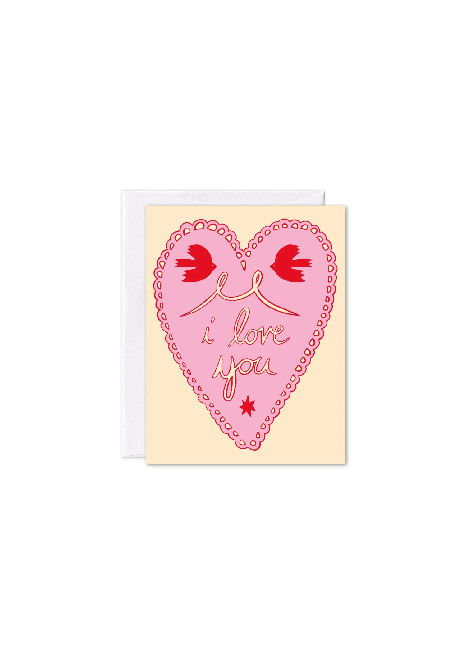 I Love You, Heart and Doves Card