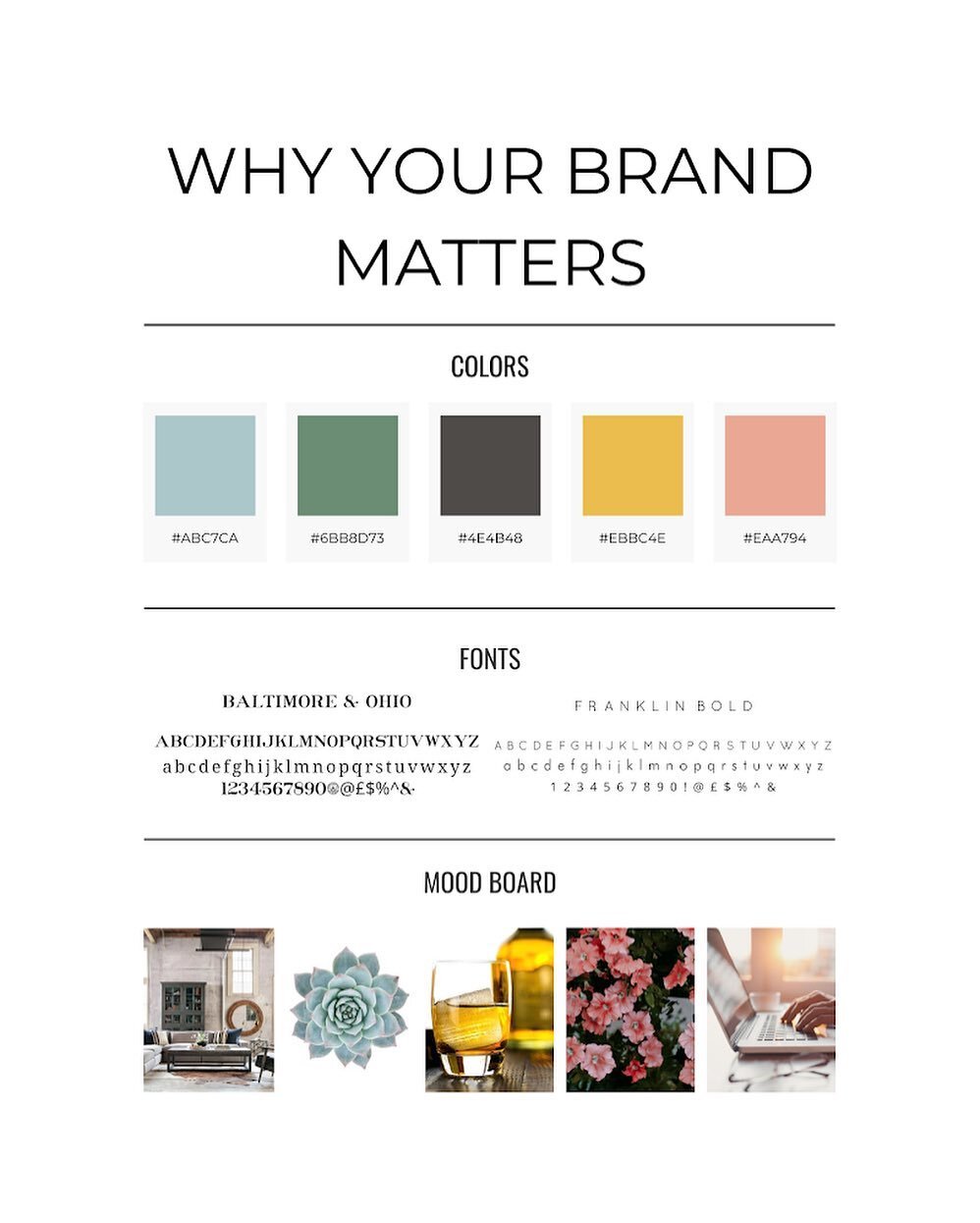 Your brand image matters! Consistent colors + fonts make your business recognizable, appear more professional, and frankly, leads to you looking more like the pro that you are.

🚨Even if you&rsquo;re not in the business of branding, people will judg