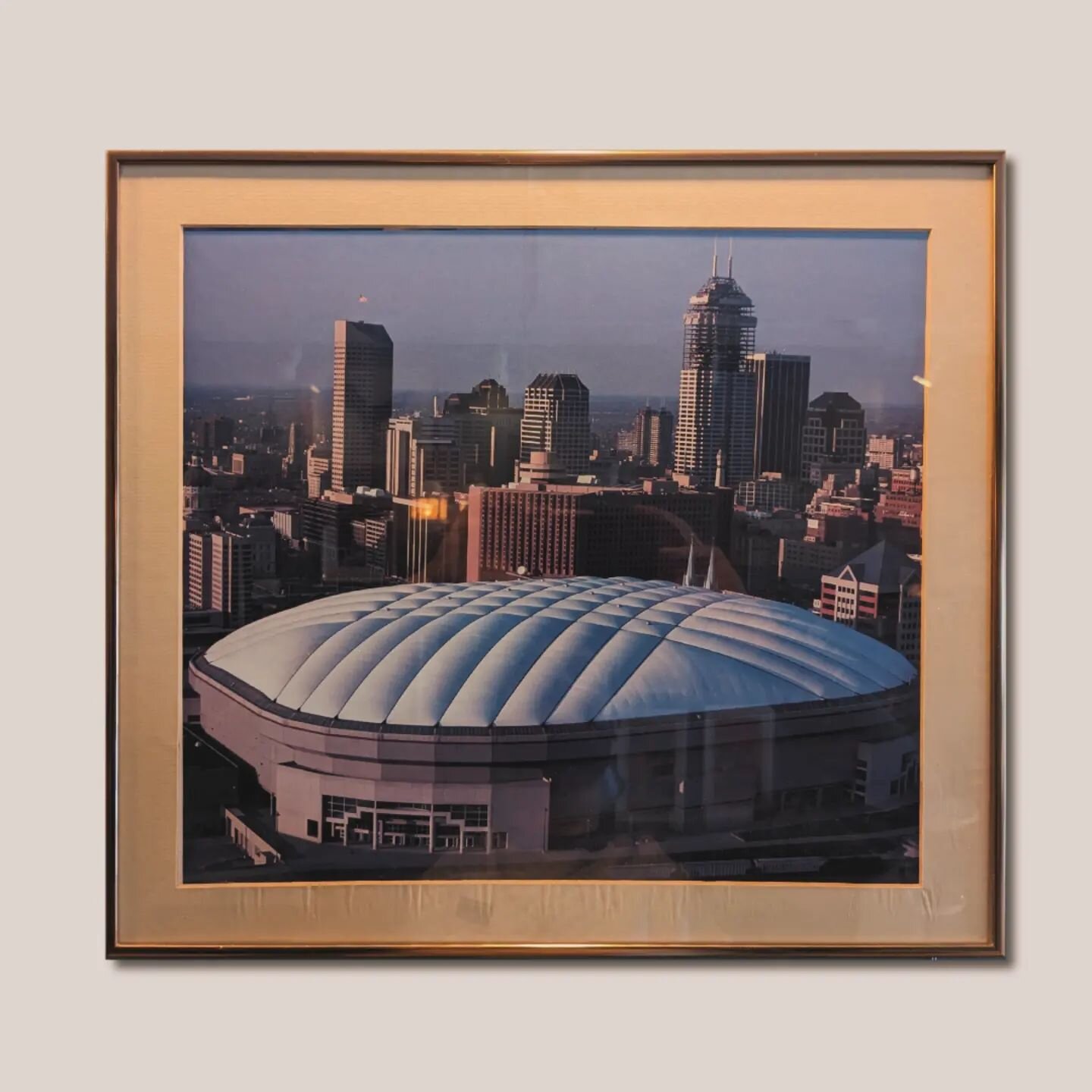 Retro Indy - Framed print featuring the Hoosier Dome and Bank One Tower under construction c1989.  Tag a Hoosier that needs a heavy dose of nostalgia. #imahoosieritsnotmyfault