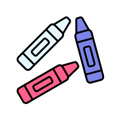 Three crayon icons