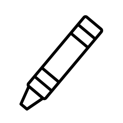 A black and white outline of a single crayon