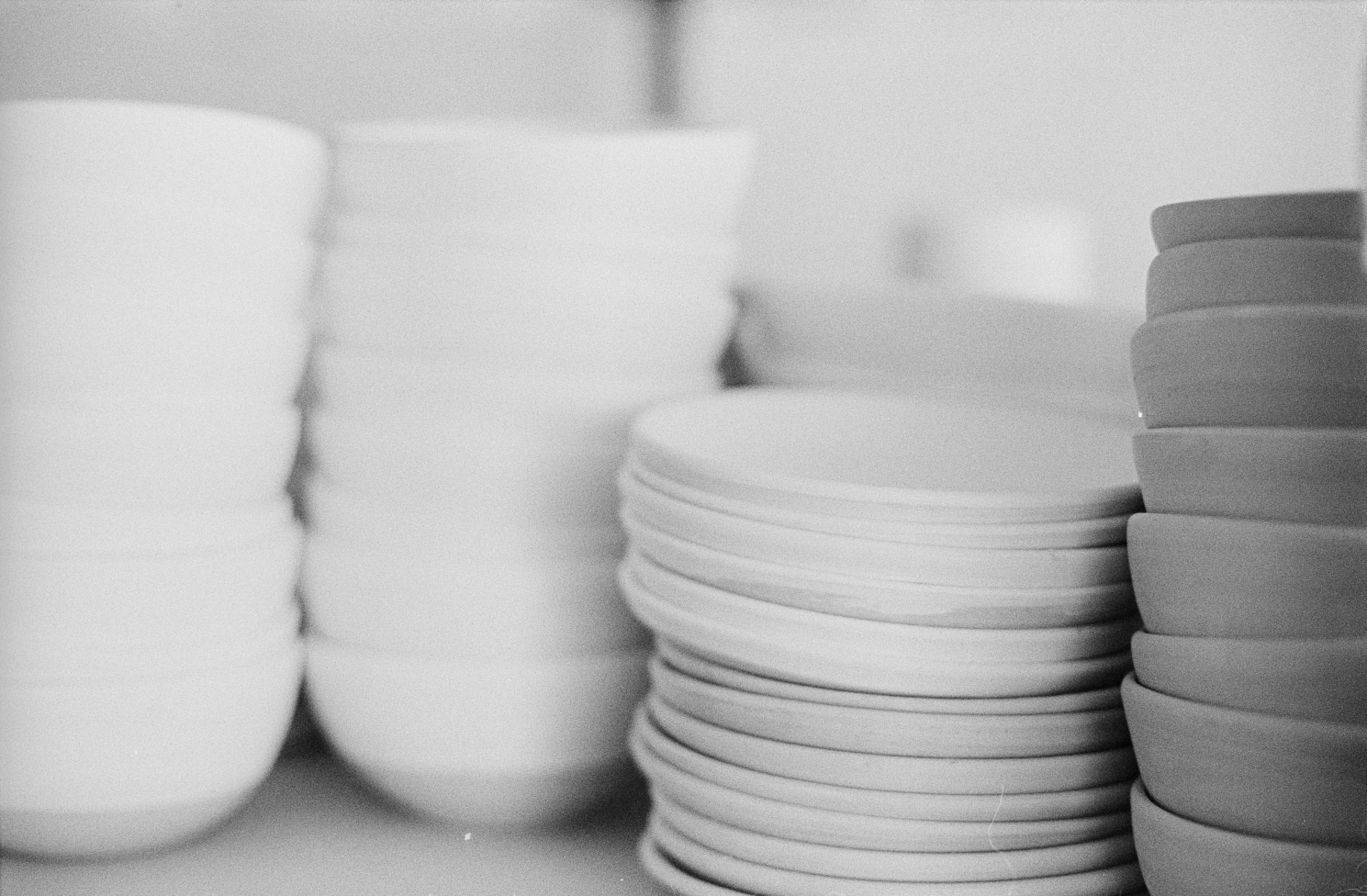 Bowls and Plates ready for the kiln