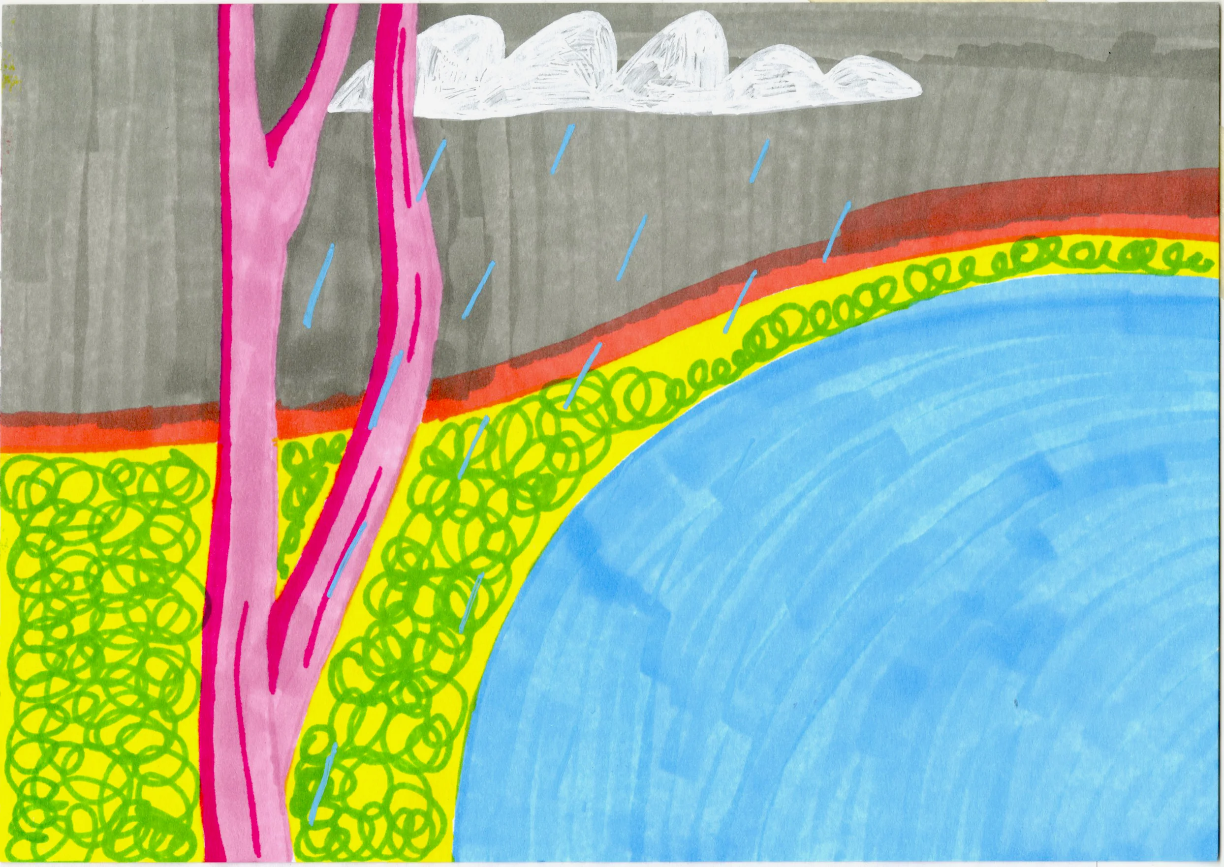 Marker pen, Acrylic on paper 14.8 x 21 cm