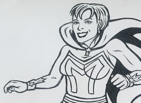 Meteor Girl artwork by Sidra’s friend Sue Drobbin. 