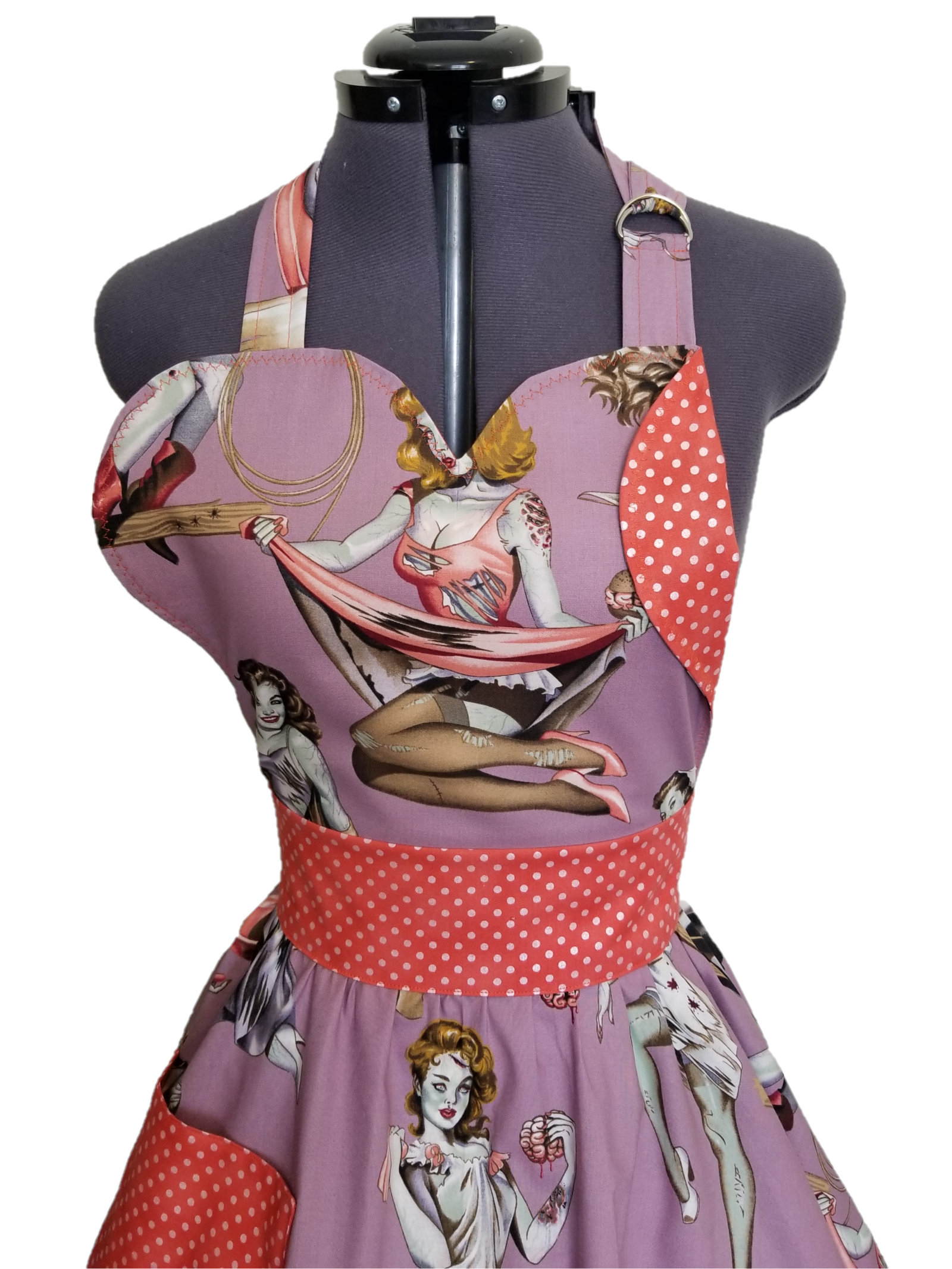Vinyl Apron with Pockets Zombie Pinup Girl 