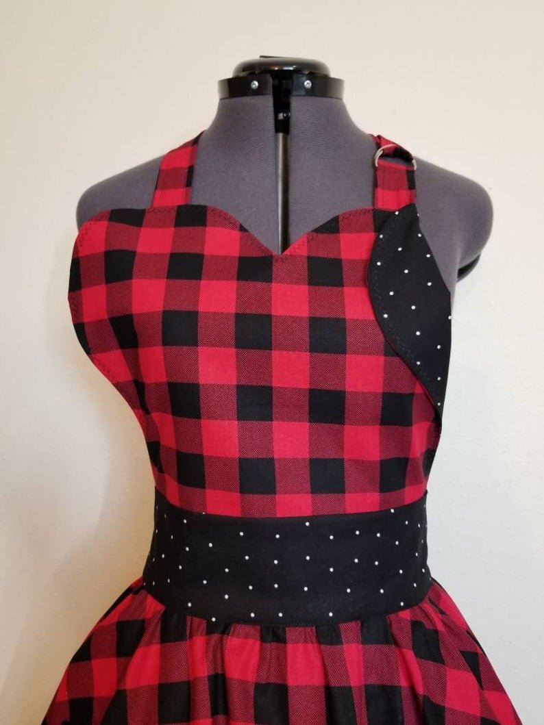 38 Red and Black Buffalo Check Now Designs Oversized Apron