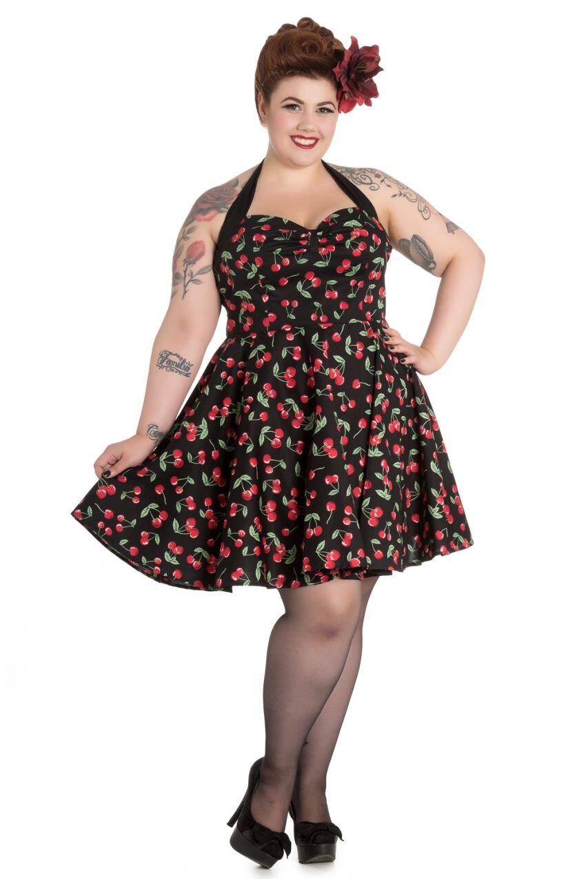 open lace back dress Chlo Puff Sleeve Midi Dress - Cherry Print main image 1