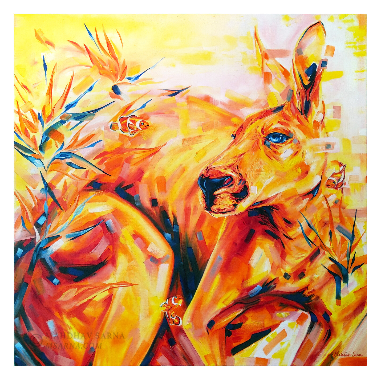 red kangaroo clownfish oil painting mtbp wildlife art mahdhav sarna 01.jpg